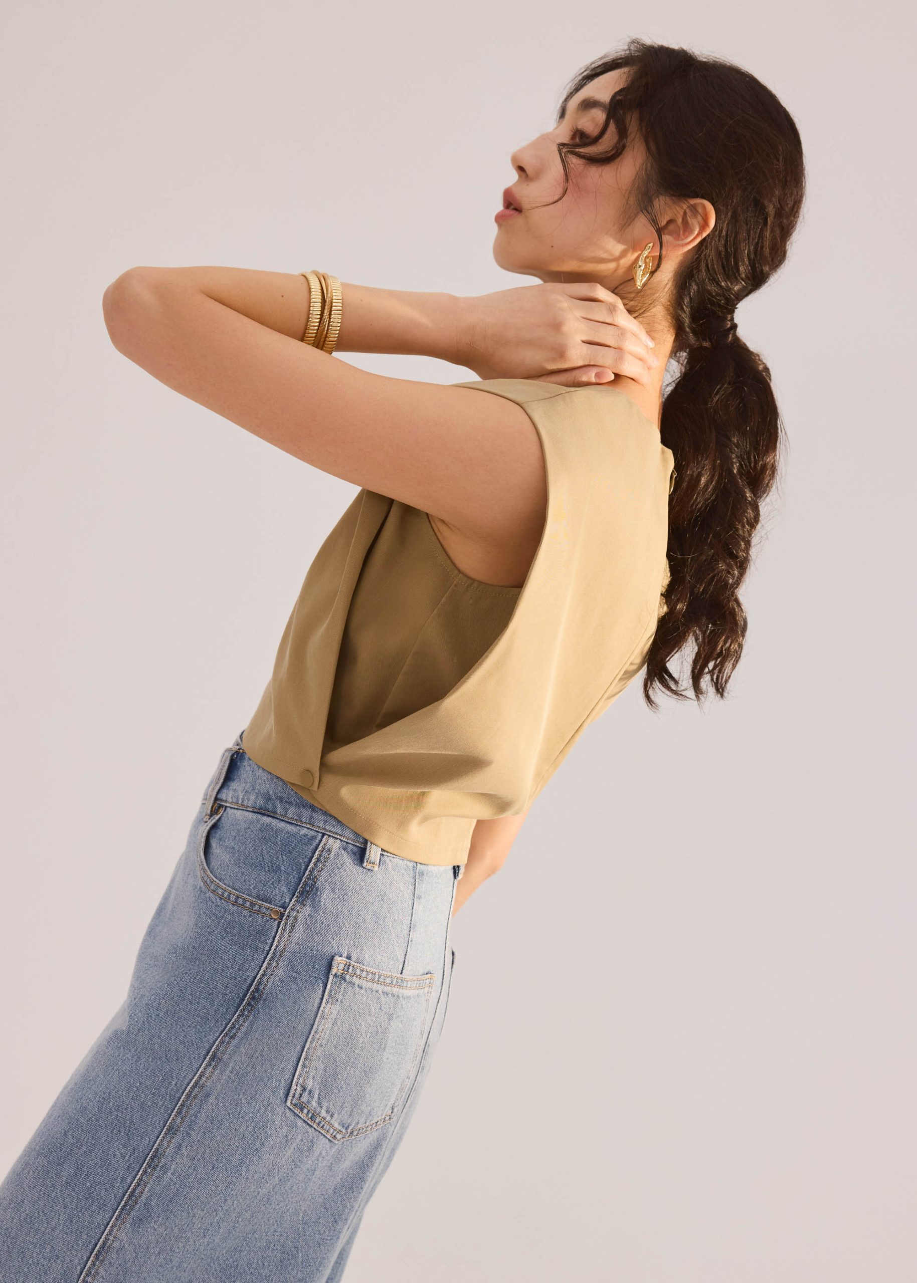 Lyocell Panelled Side Seams Boxy Top - Image 8