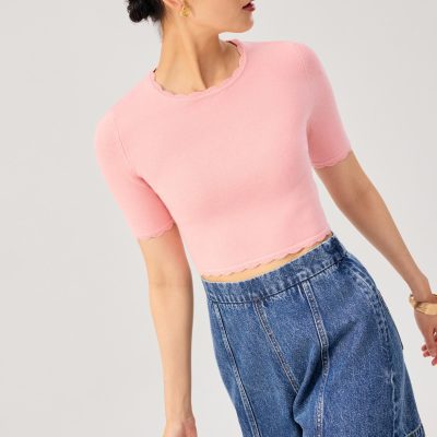 Raisa Knit Scallop Edge Crop Top