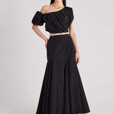 Taffeta Asymmetric Crop Top