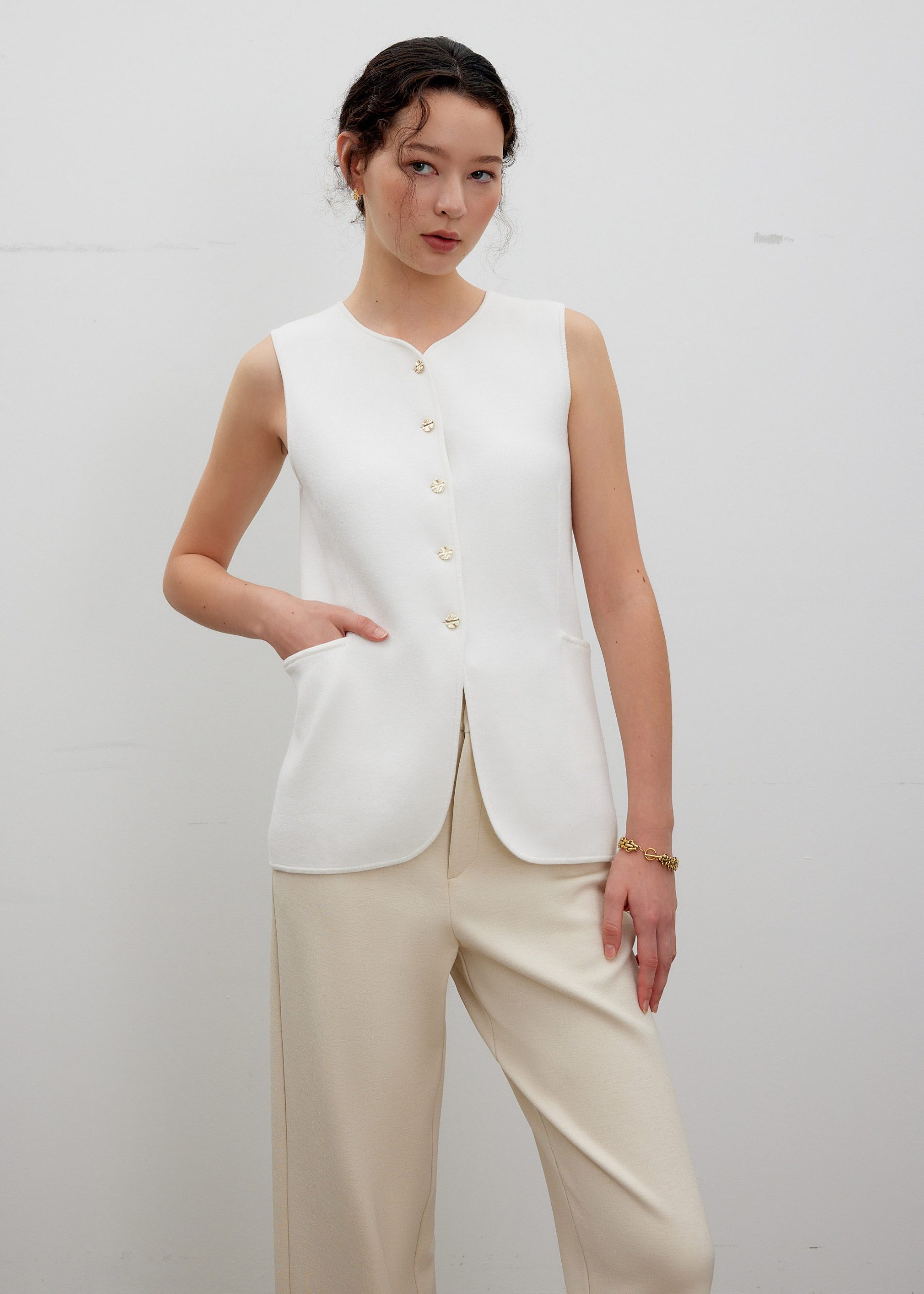 Yui Tailored Long Knit Vest