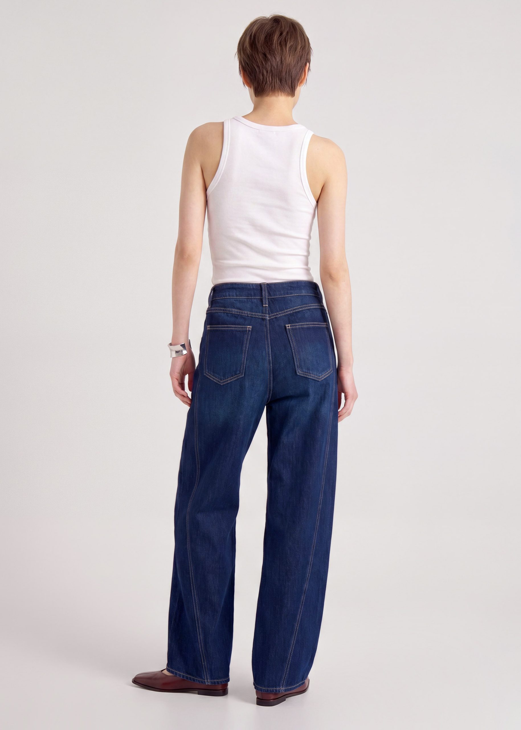 Wide Straight Leg Panelled Jeans - Image 3