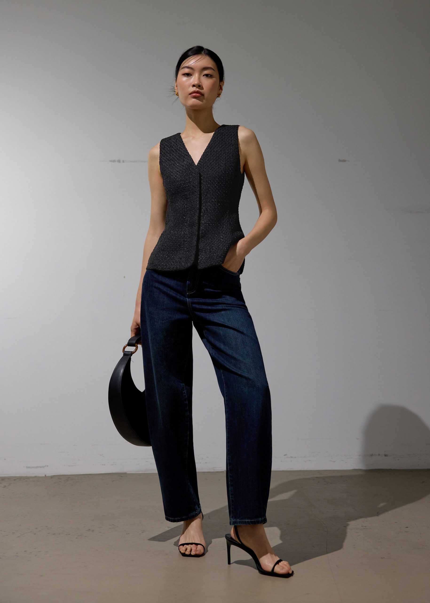 Fumiko Ribbon Tweed Vest Top - Image 3