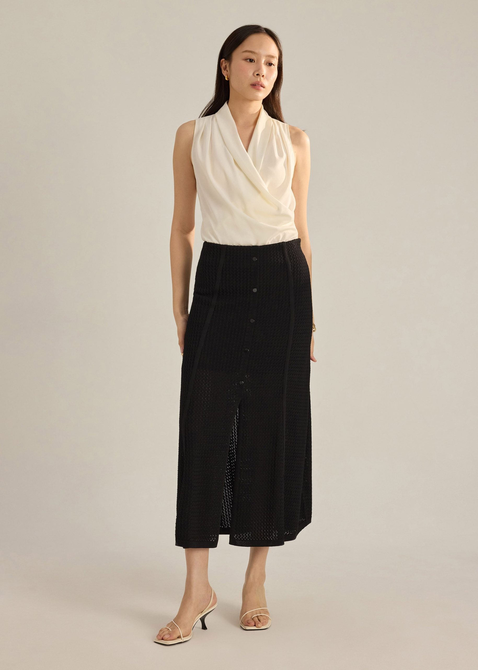 Nisa Waffle Knit A-Line Skirt - Image 2