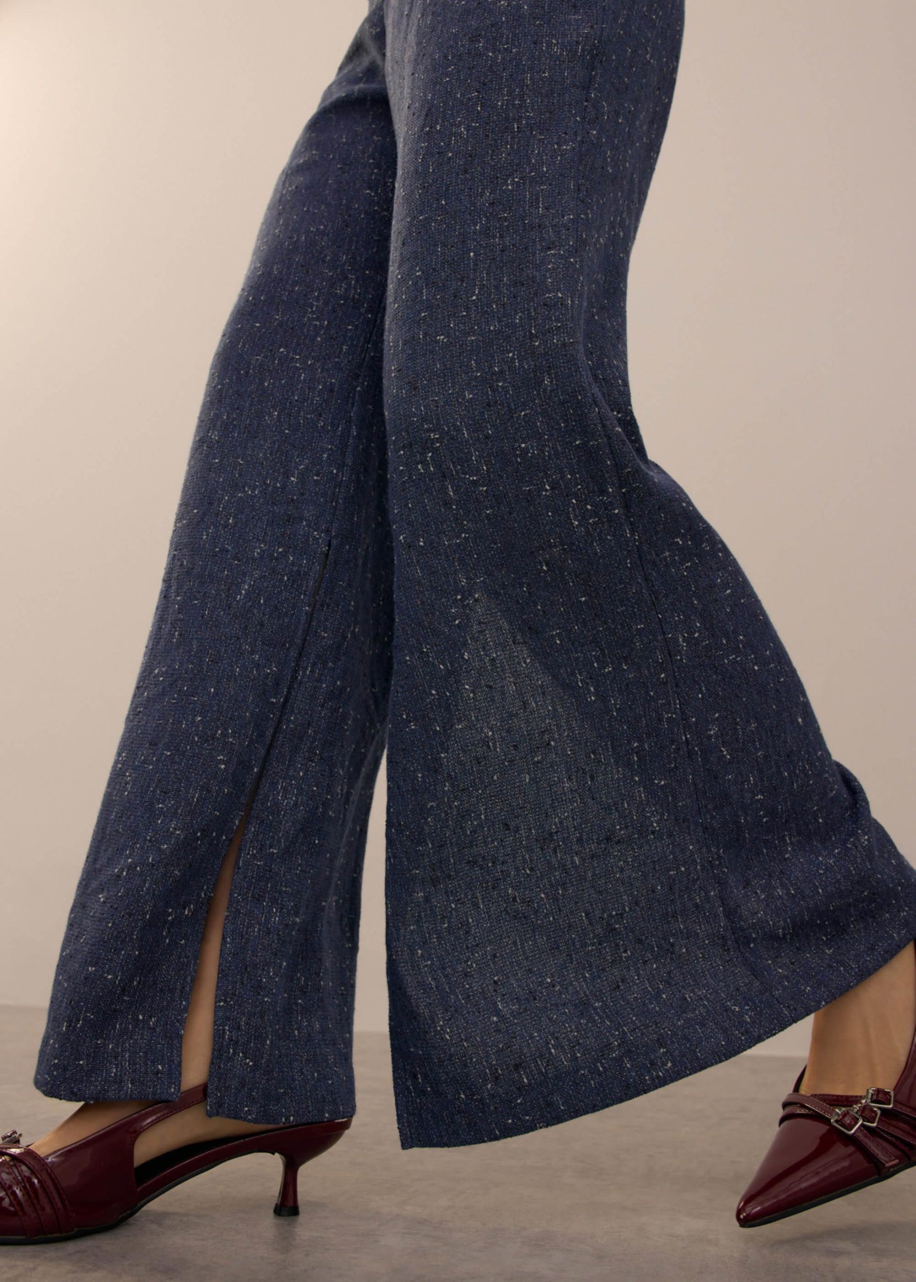 Leggy??Elastic Tweed High Waist Kick Flare Pants - Image 10