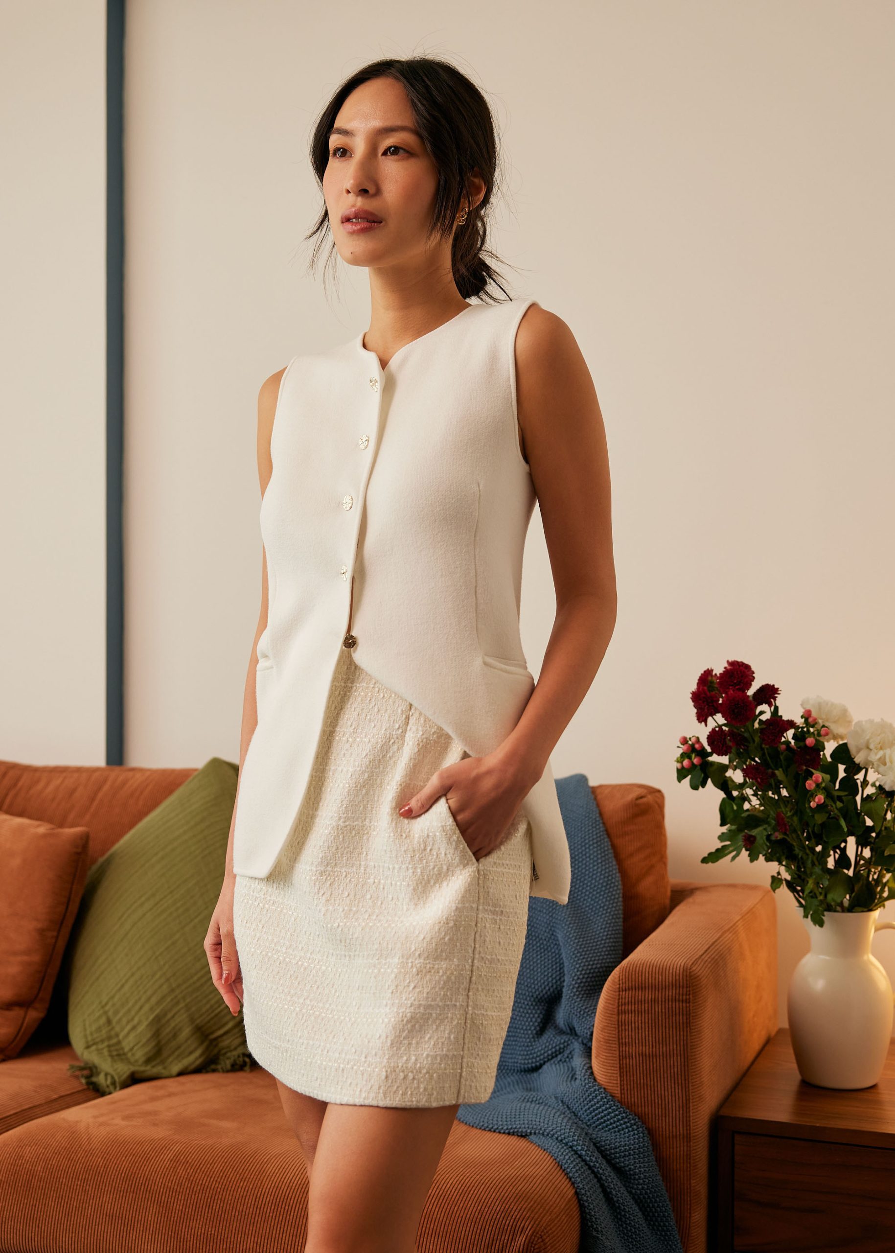Kaori Elastic Tweed Mini Skirt - Image 3