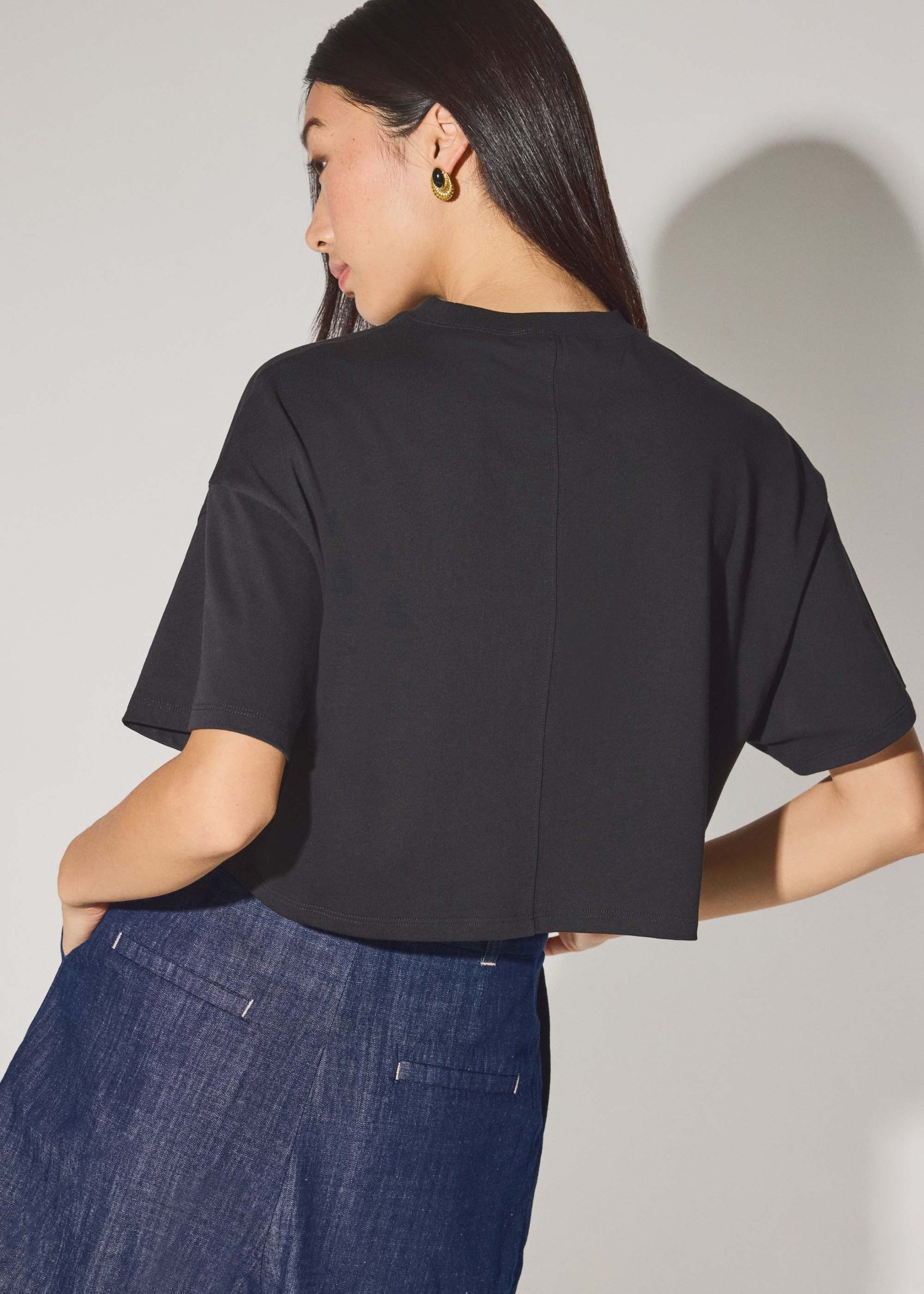 Gita Cotton Round Neck Boxy Crop Tee - Image 6