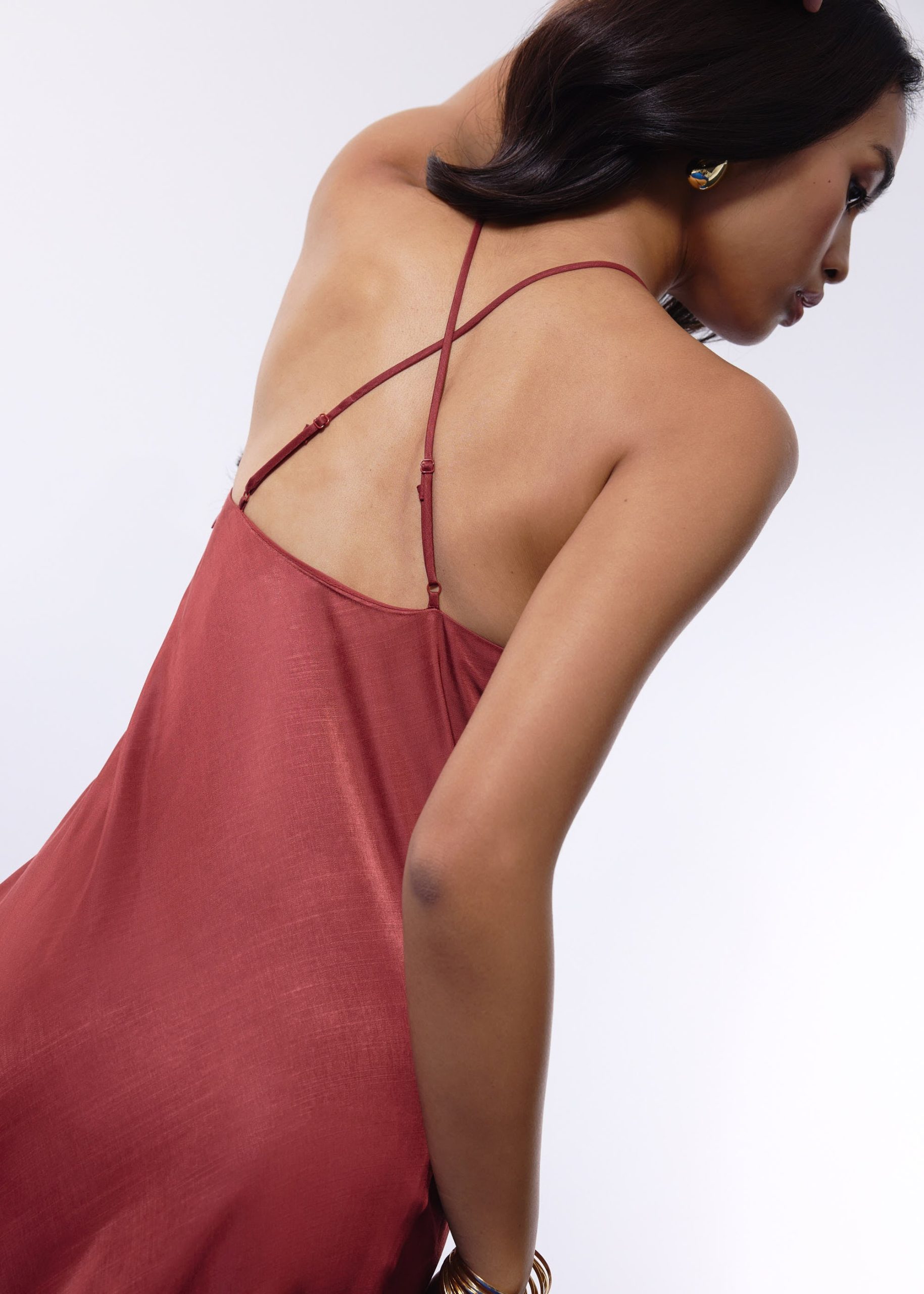 BraFree by LB Satin Halter Bias Cut Maxi Dress - Image 9