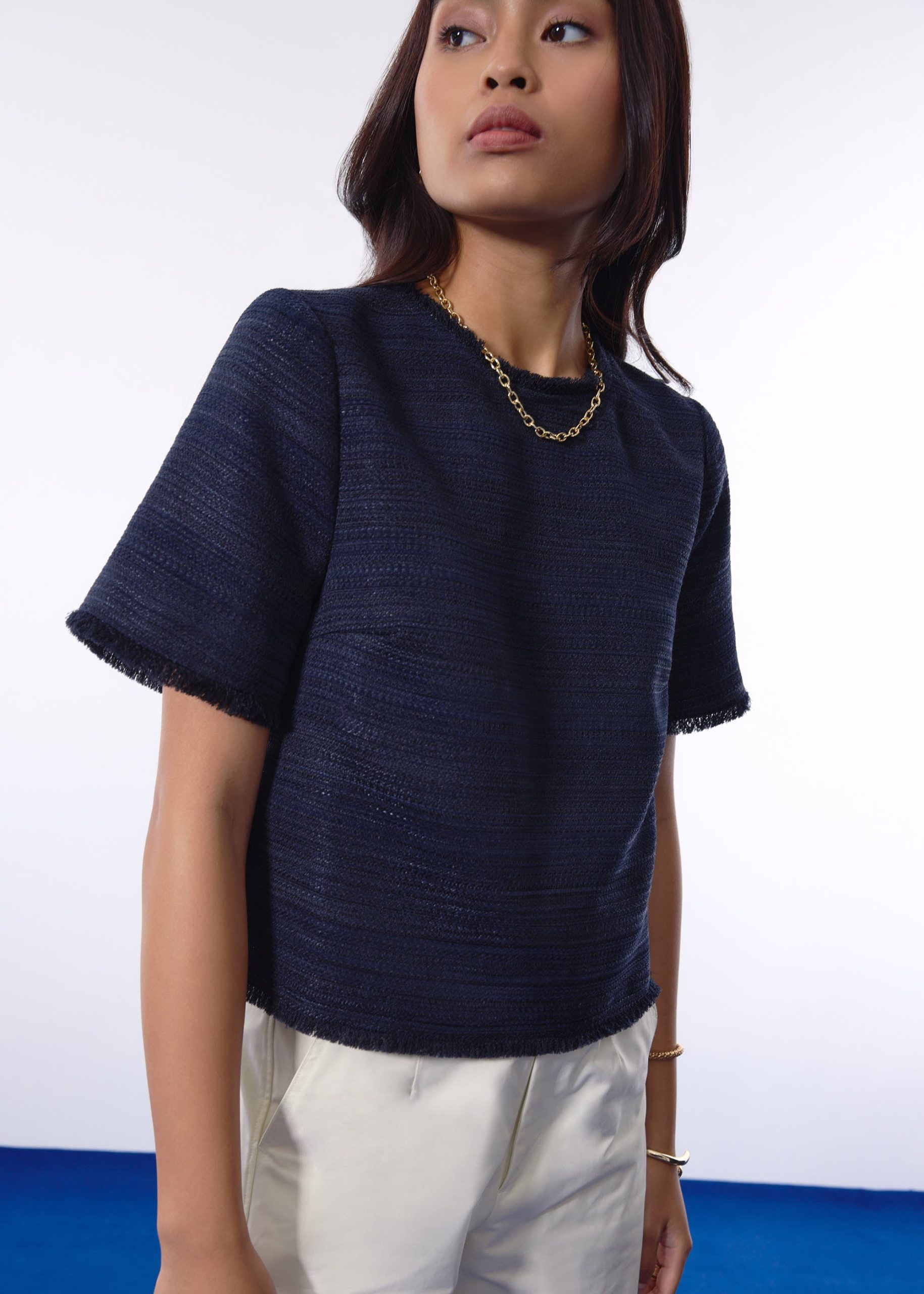 Iori Jacquard Tweed Boxy Shell Top - Image 3