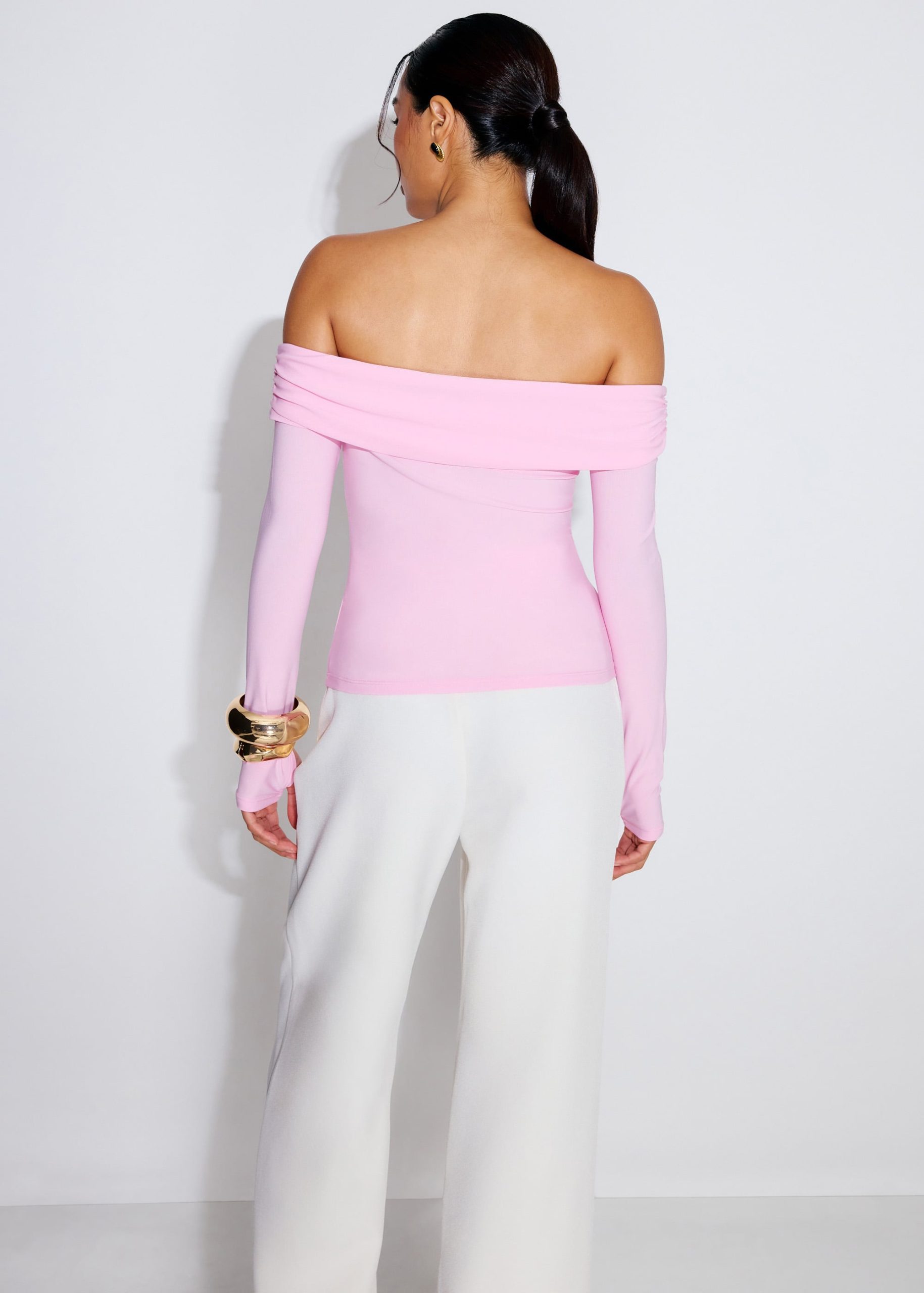 Jersey Off-Shoulder Fitted Top - Image 17