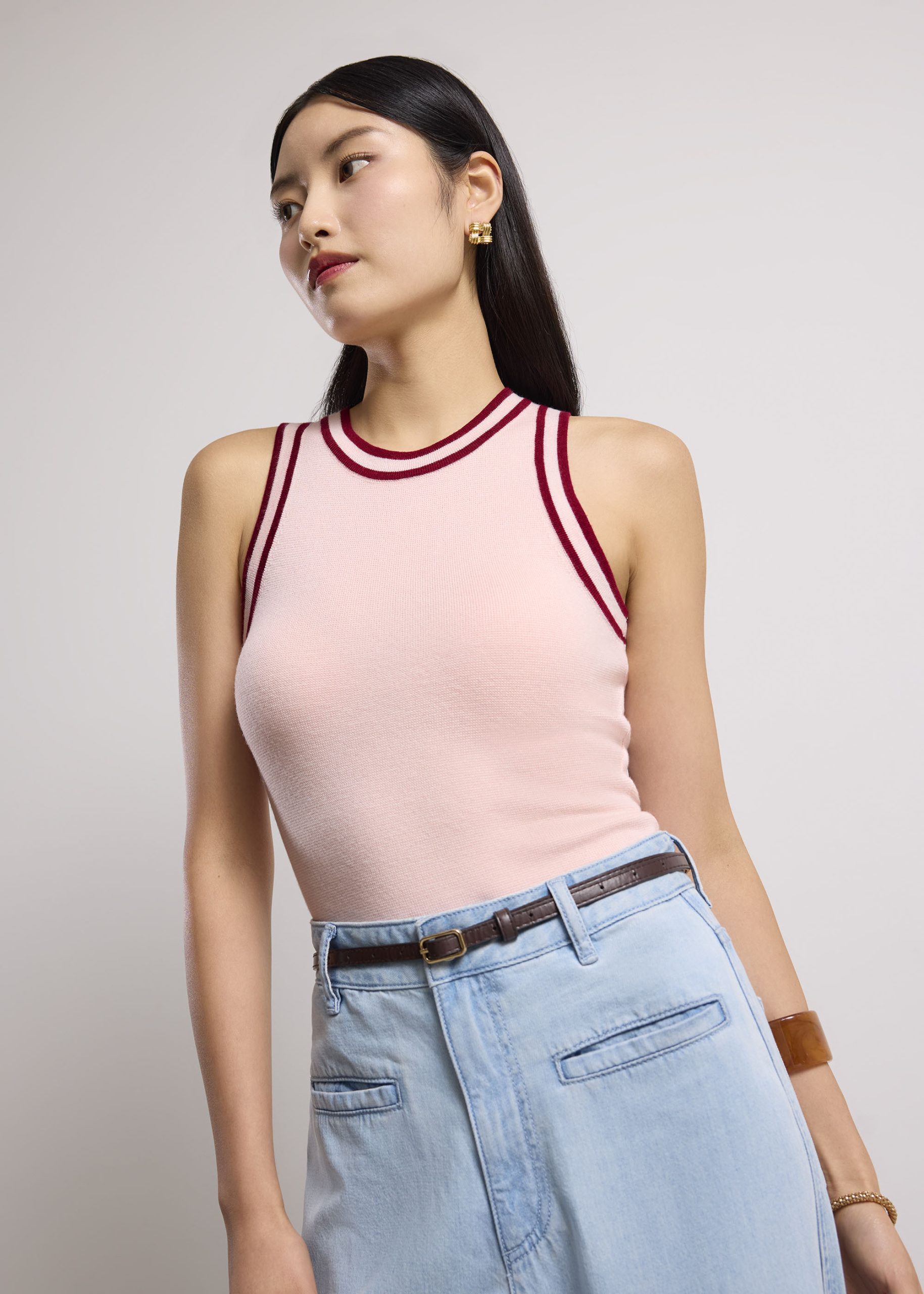 Sui Contrast Piping Knit Racerback Tank - Image 15