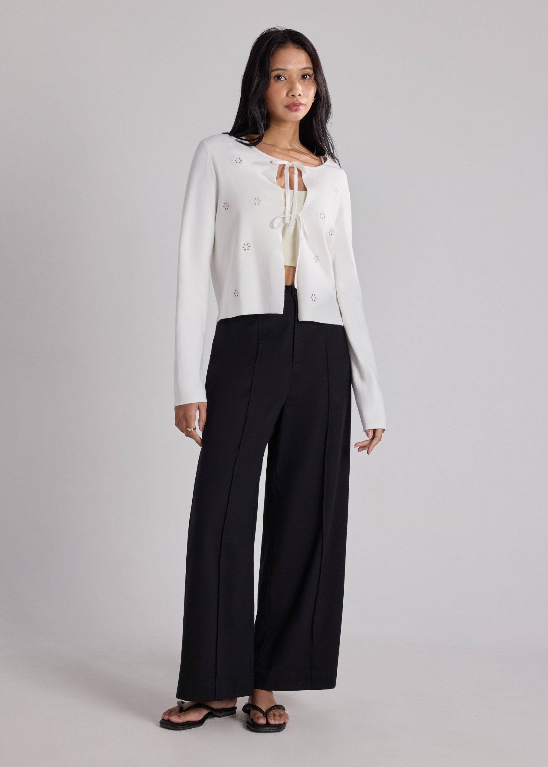 Floral Eyelet Knit Cardigan - Image 2