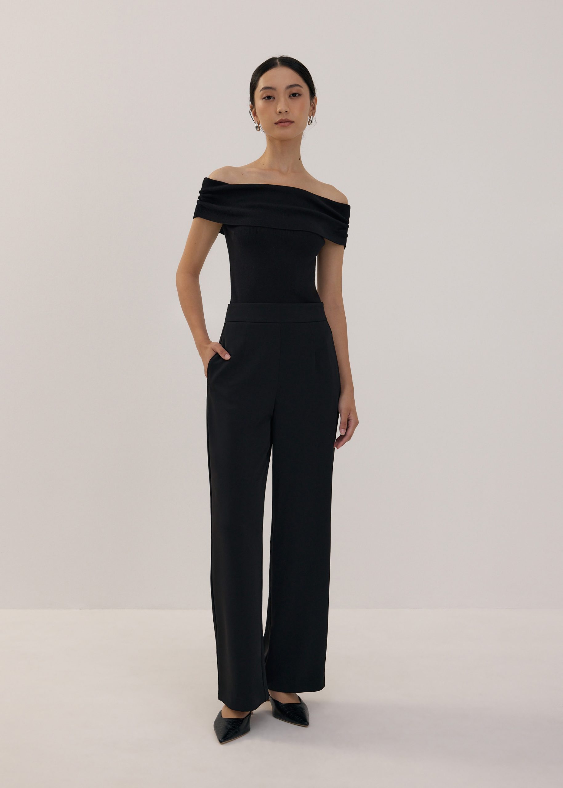 Knit Fitted Off Shoulder Top - Image 5