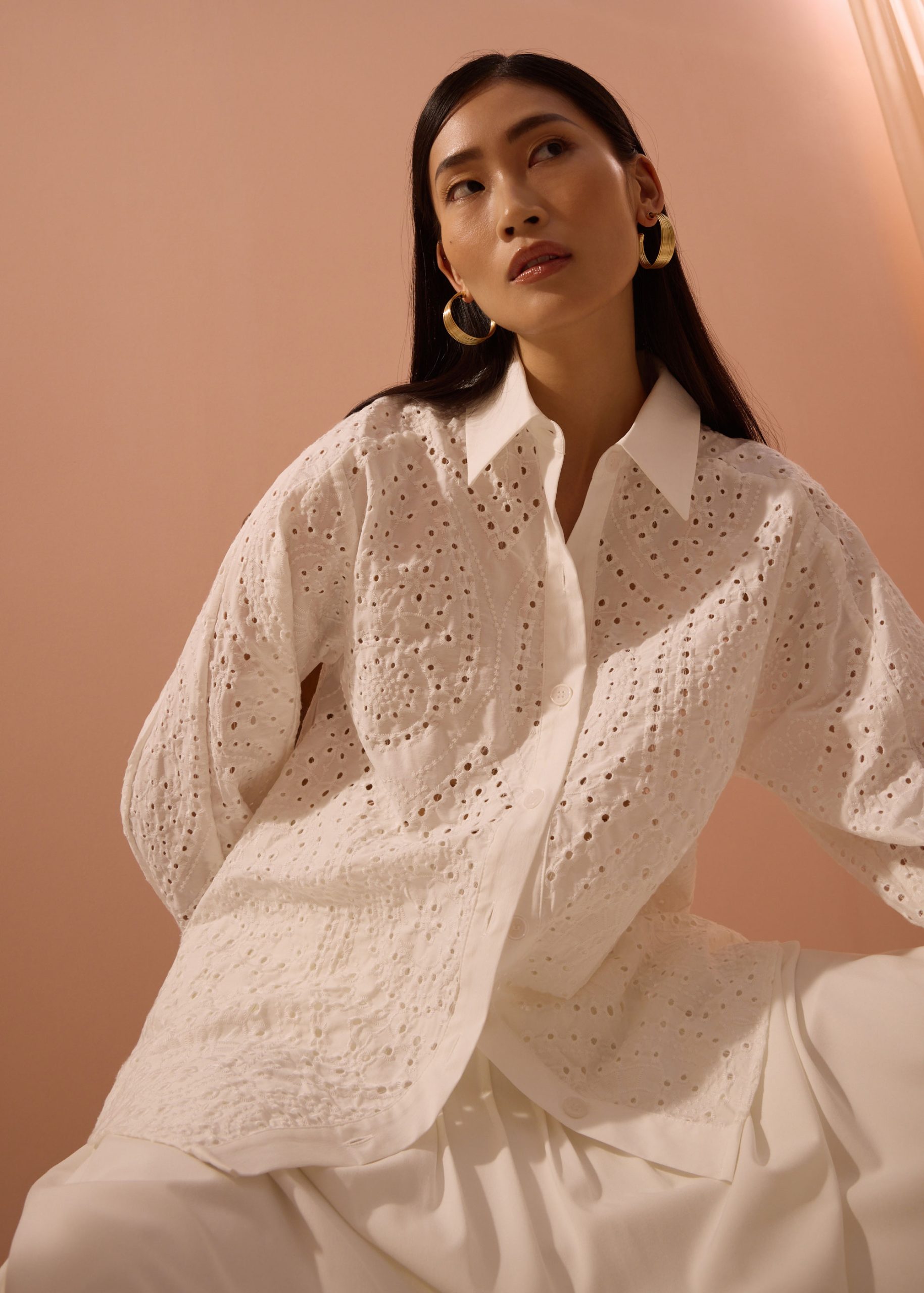 RuchedReady® Relaxed Collared Shirt in Soft Breeze Broderie - Image 7