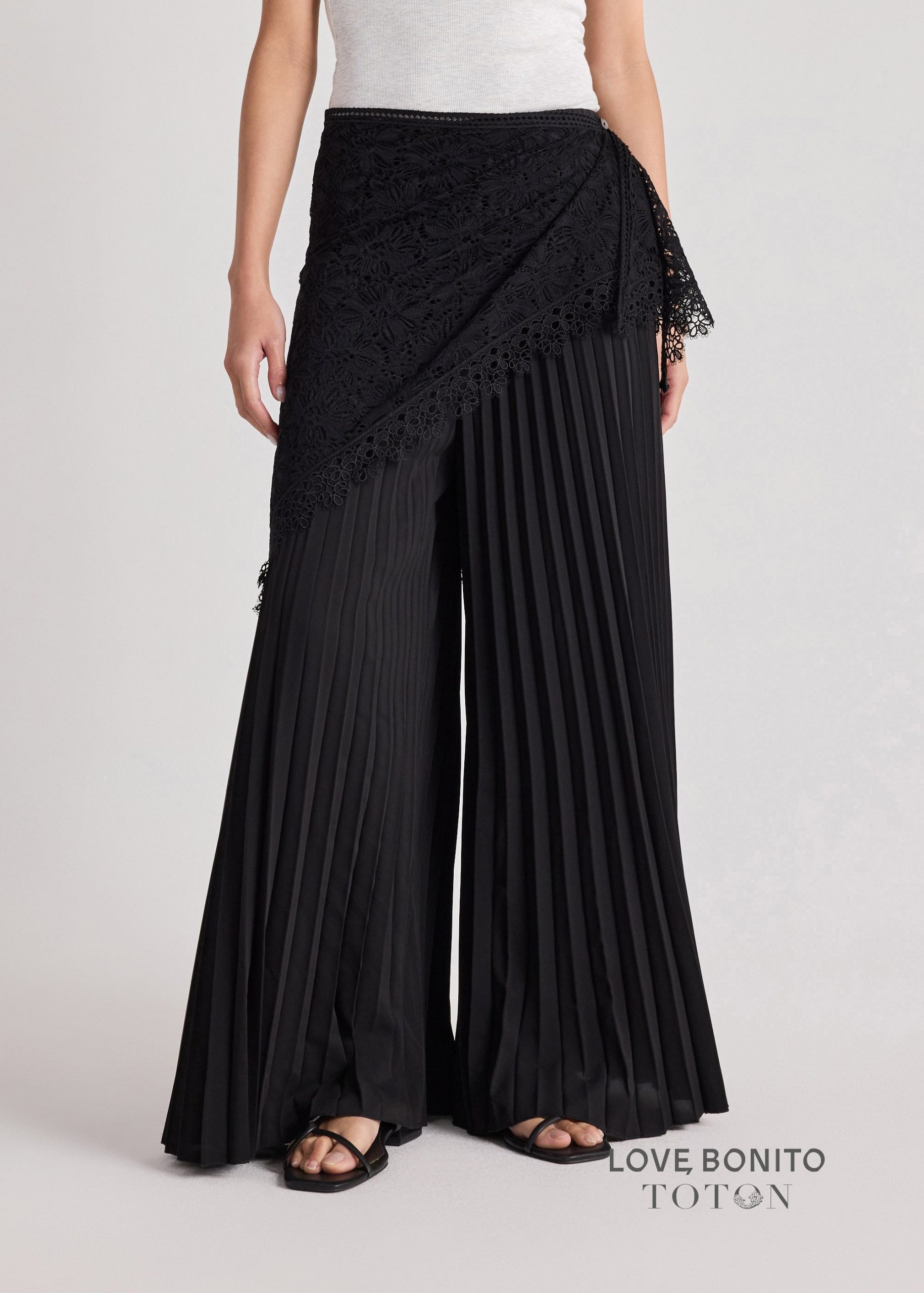 Love, Bonito x TOTON Leggy??Pleated Pants With Scarf - Image 2