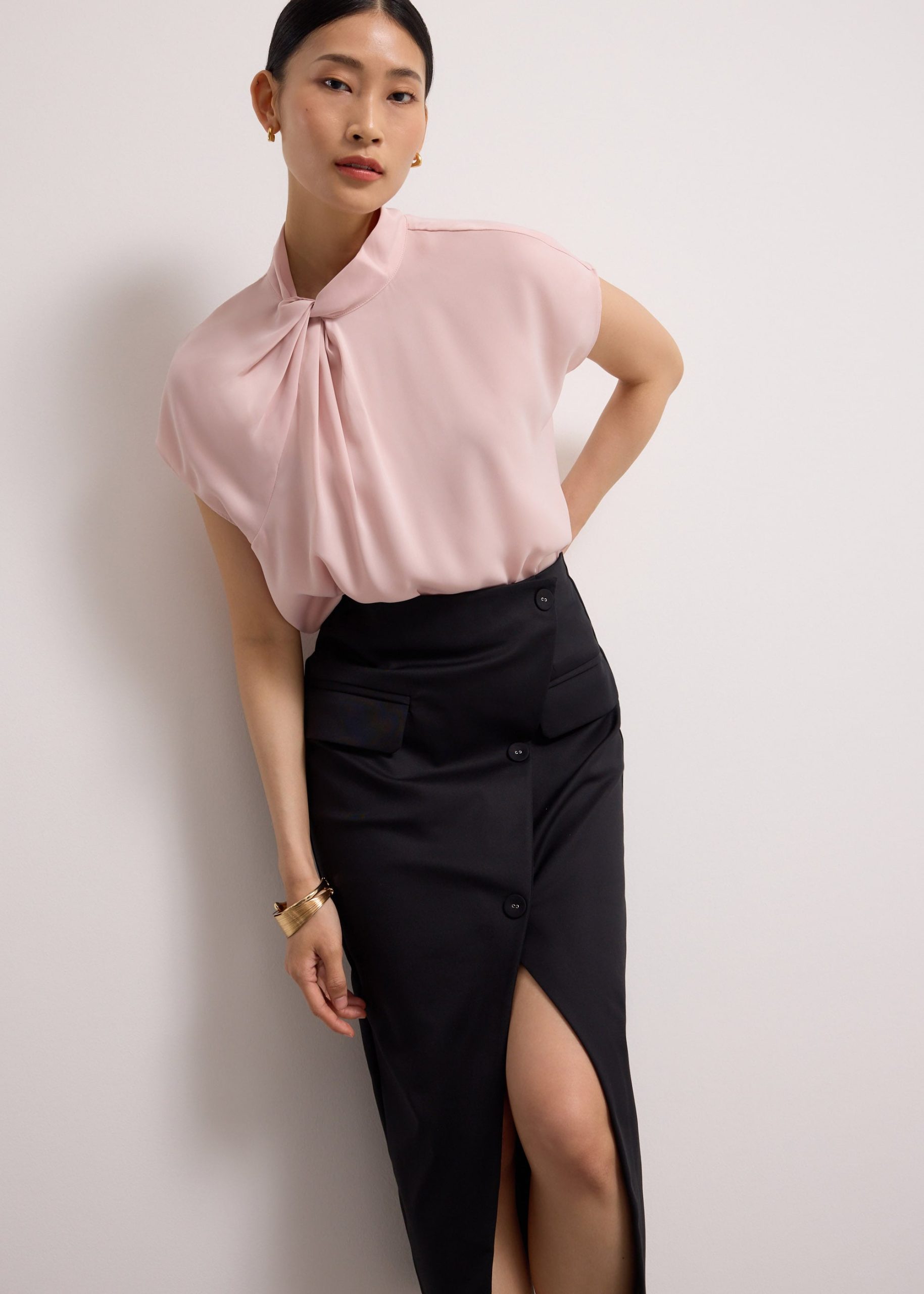 Satin Drape Collared Blouse - Image 9