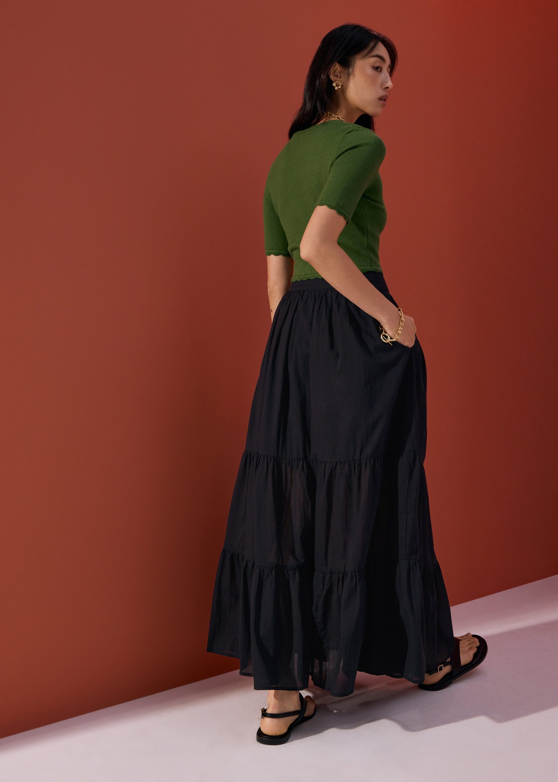 Cotton Flare Maxi Skirt in Desert Haze - Image 6