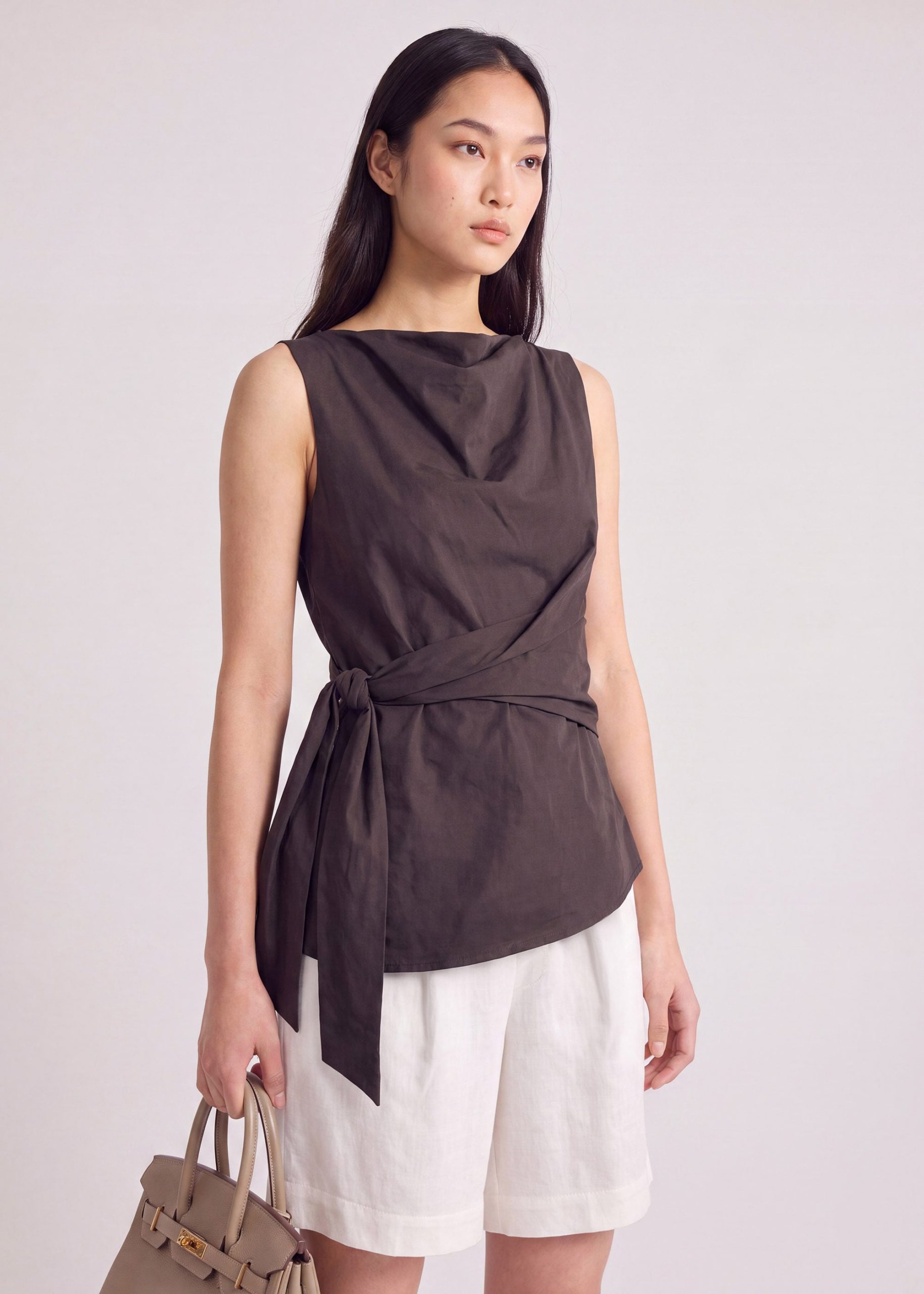 Side Tie Poplin Top - Image 8