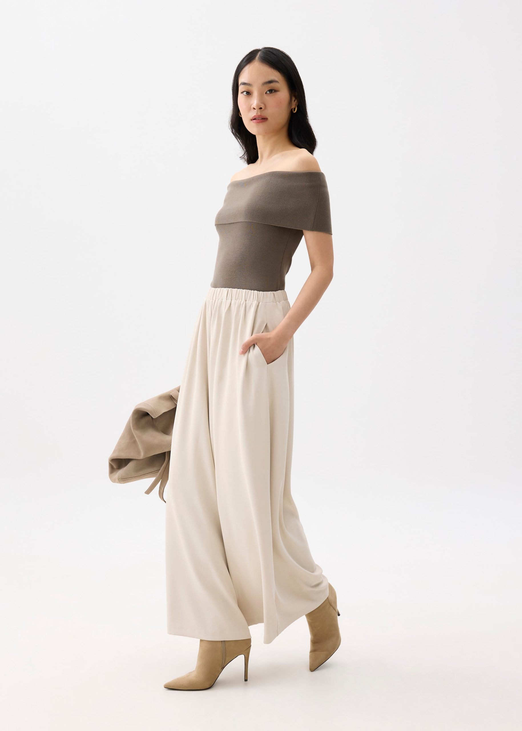 Elastic High Waist Palazzo Pants - Image 2