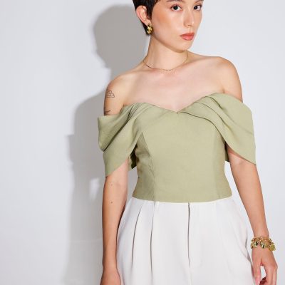 BraFree by LB Ruched Off Shoulder Fitted Top