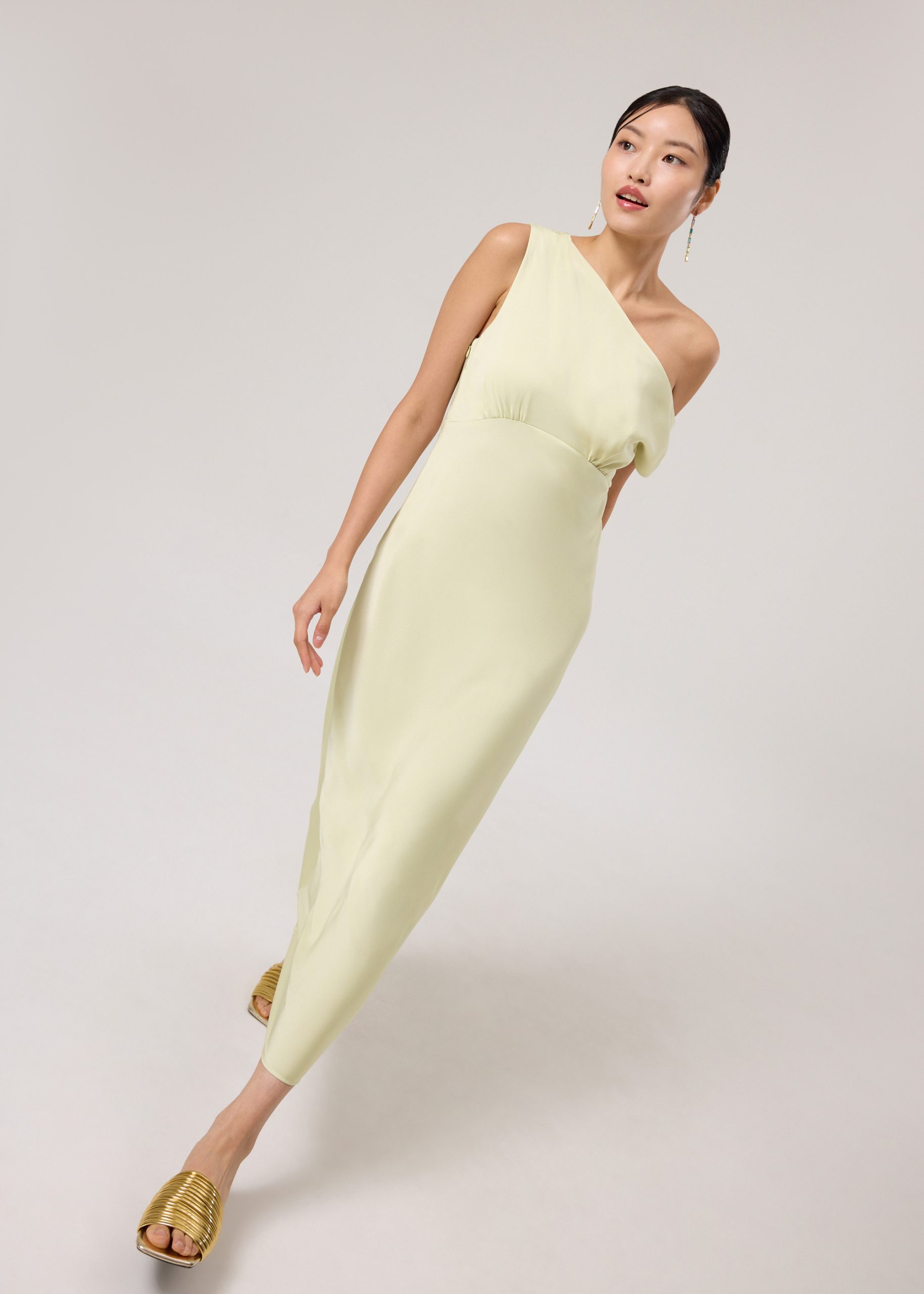 Satin Asymmetric Bias Cut Maxi Dress - Image 16