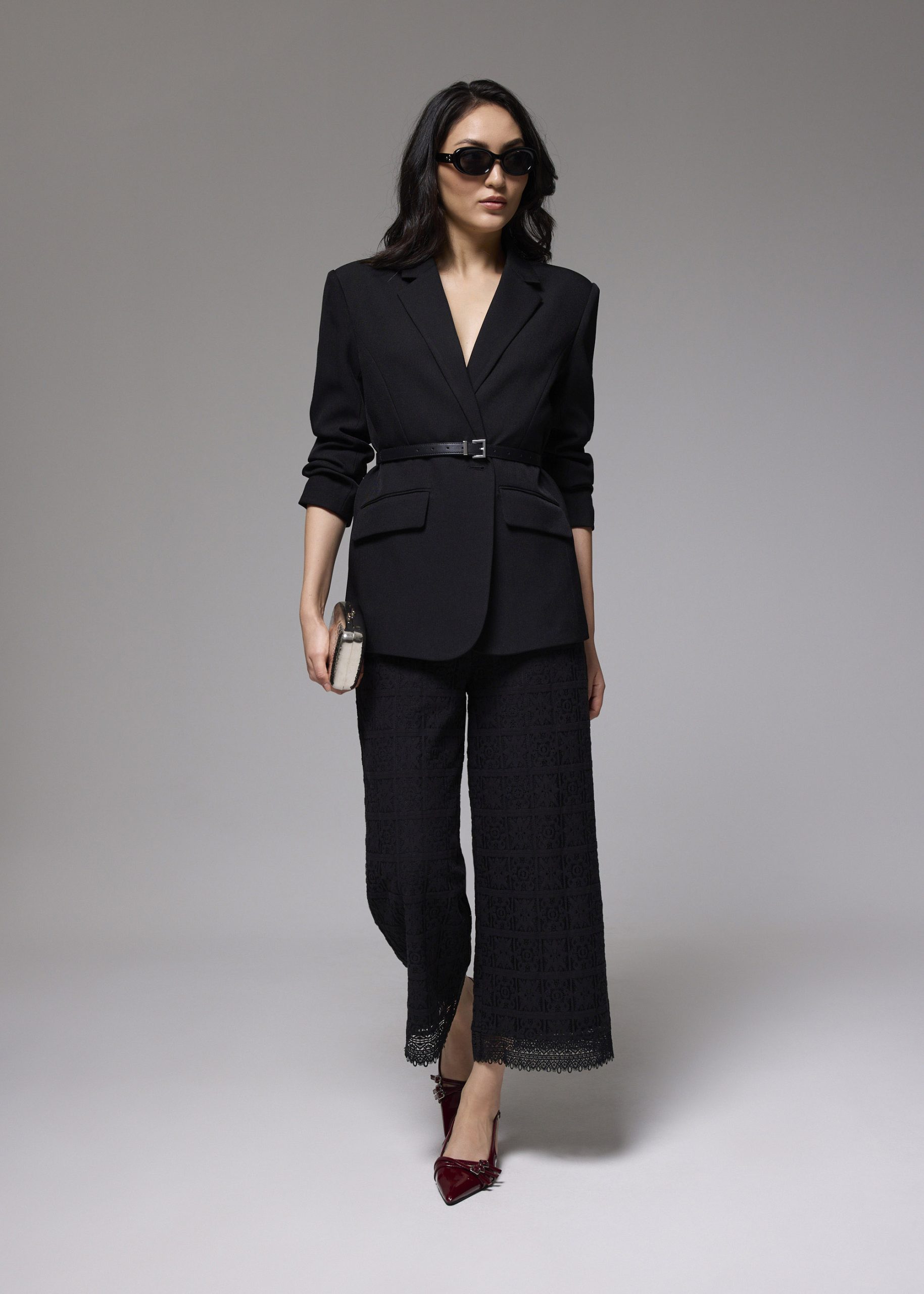Lace High Waist Wide Leg Culottes - Image 3