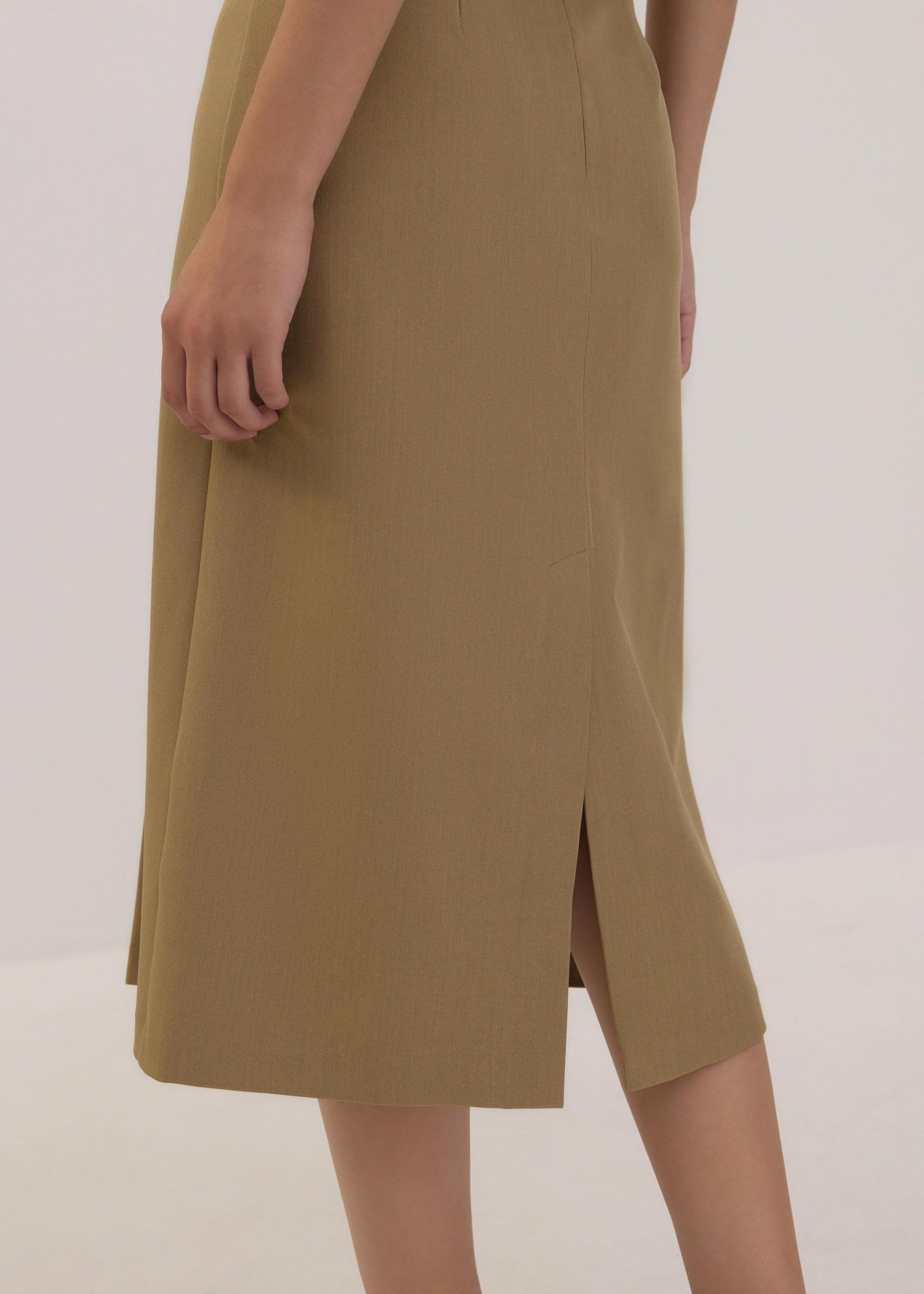 Pleated High Waist Column Midi Skirt - Image 2