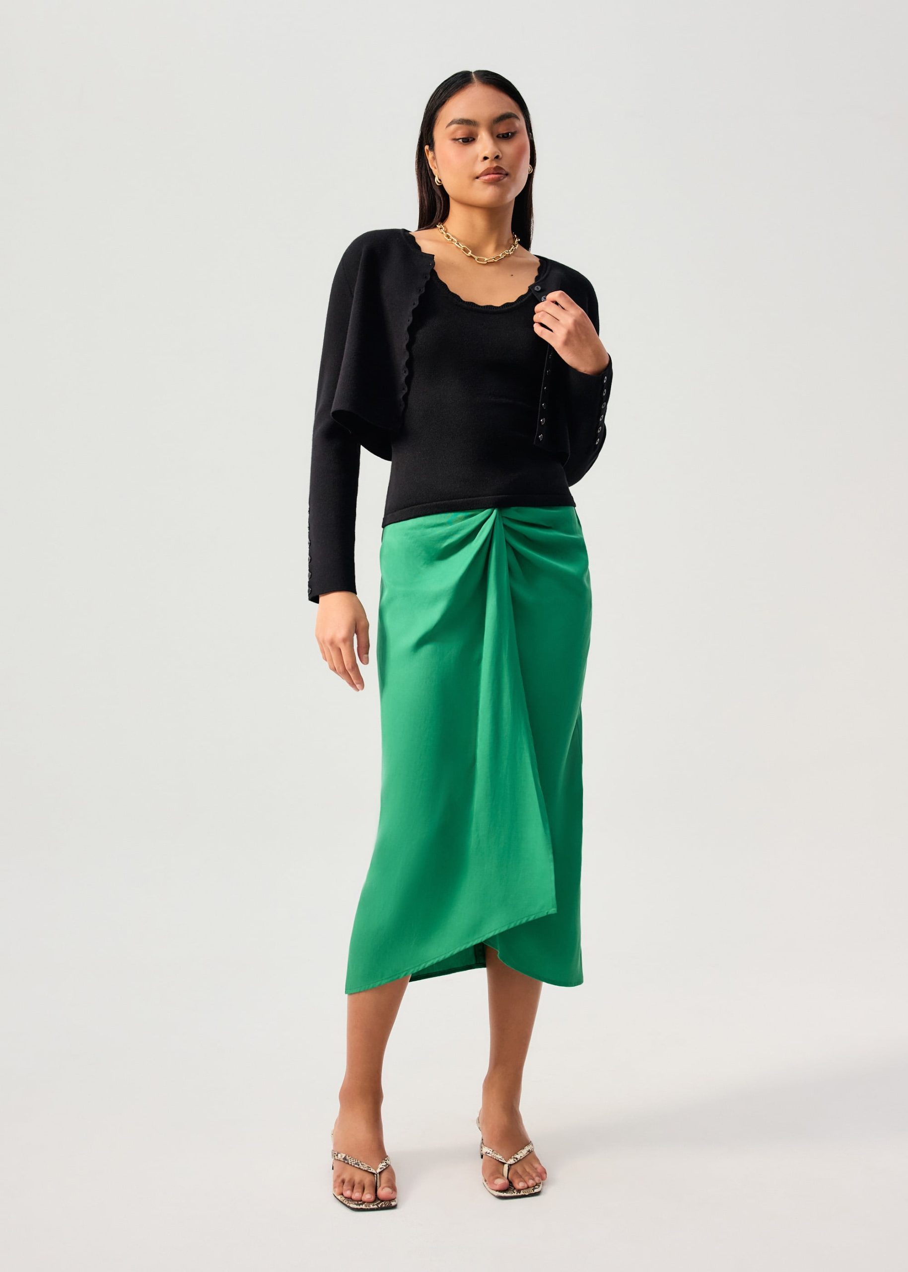 Malee Boxy Knit Scallop Edge Cardigan - Image 29
