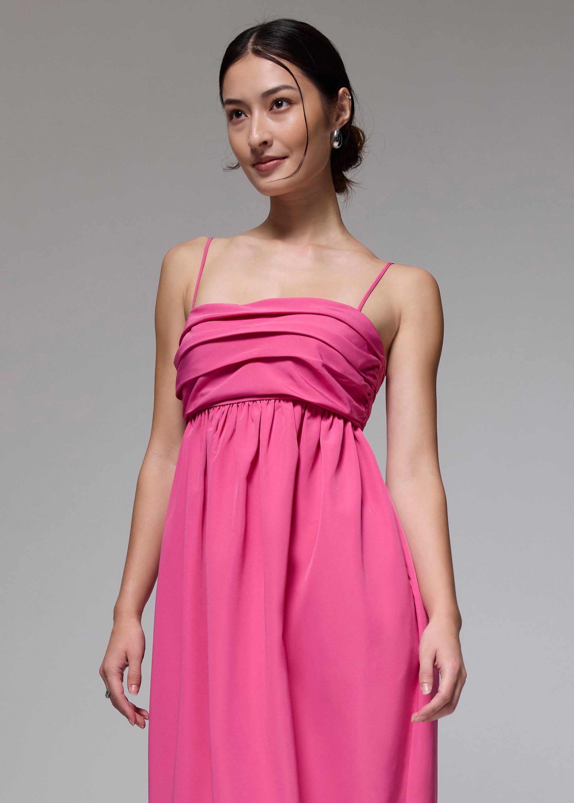 Ruched Straight Neck Tulip Maxi Dress - Image 3