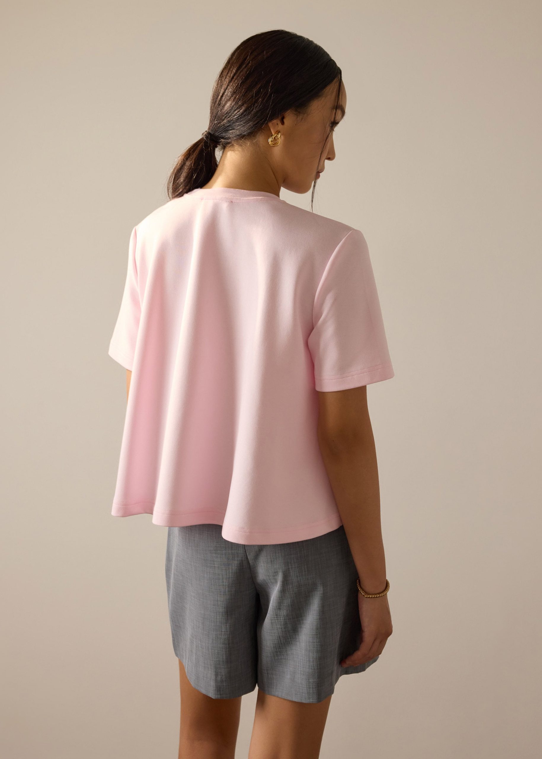 Billie Neoprene Round Neck Trapeze Tee - Image 12