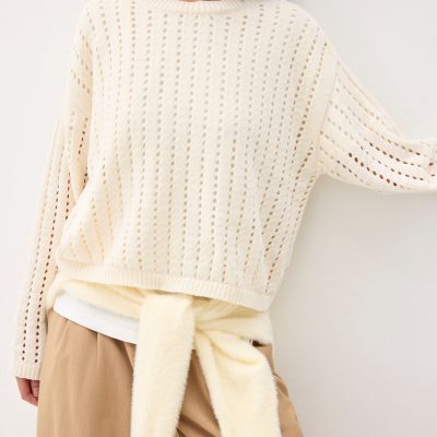 Sheer Pointelle Knit Sweater
