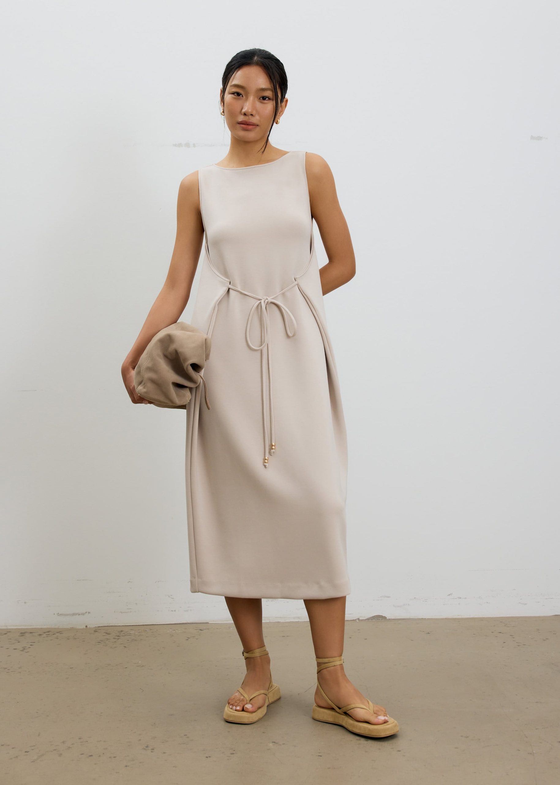 Neoprene Boat Neck Shift Midaxi Dress - Image 6