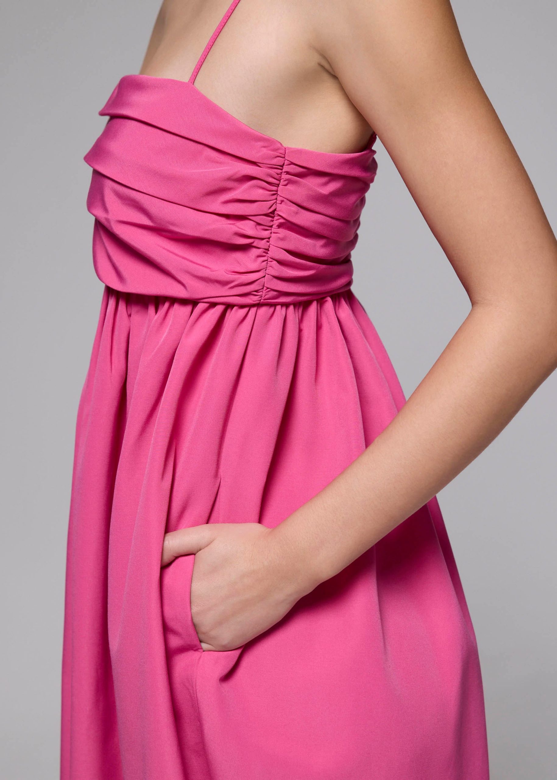 Ruched Straight Neck Tulip Maxi Dress - Image 5