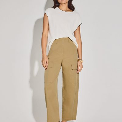 Lyocell Cargo Mid Waist Cocoon Pants