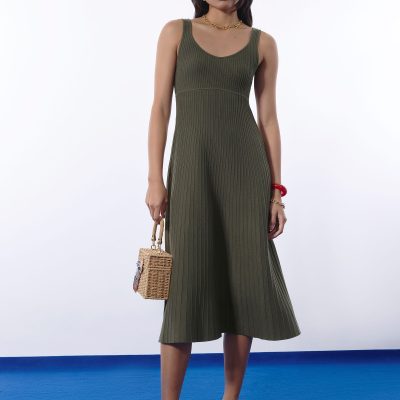 Janey Knit Sweetheart Fit & Flare Midi Dress
