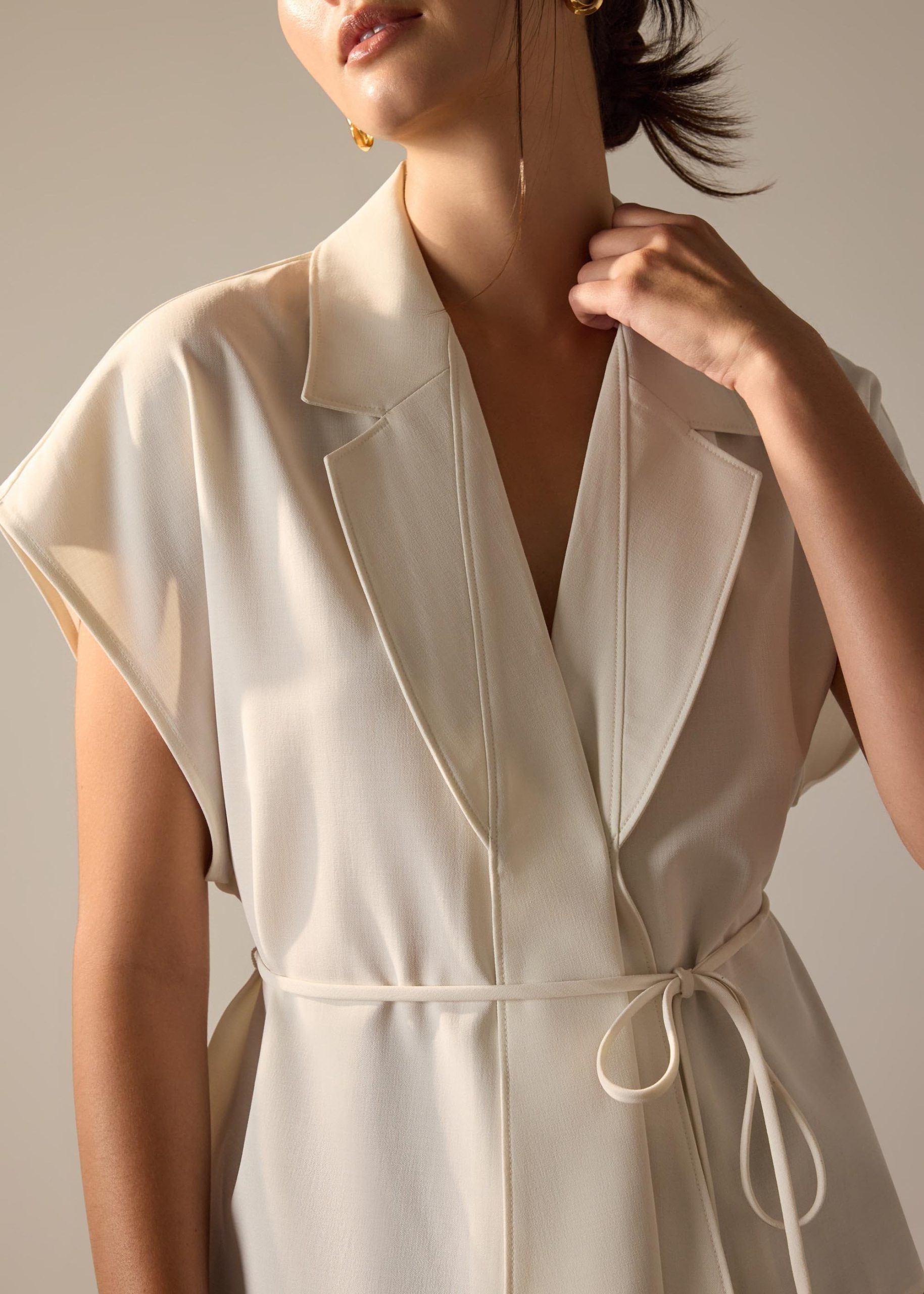 Vina Detachable Sash Melange Front Wrap Top - Image 2