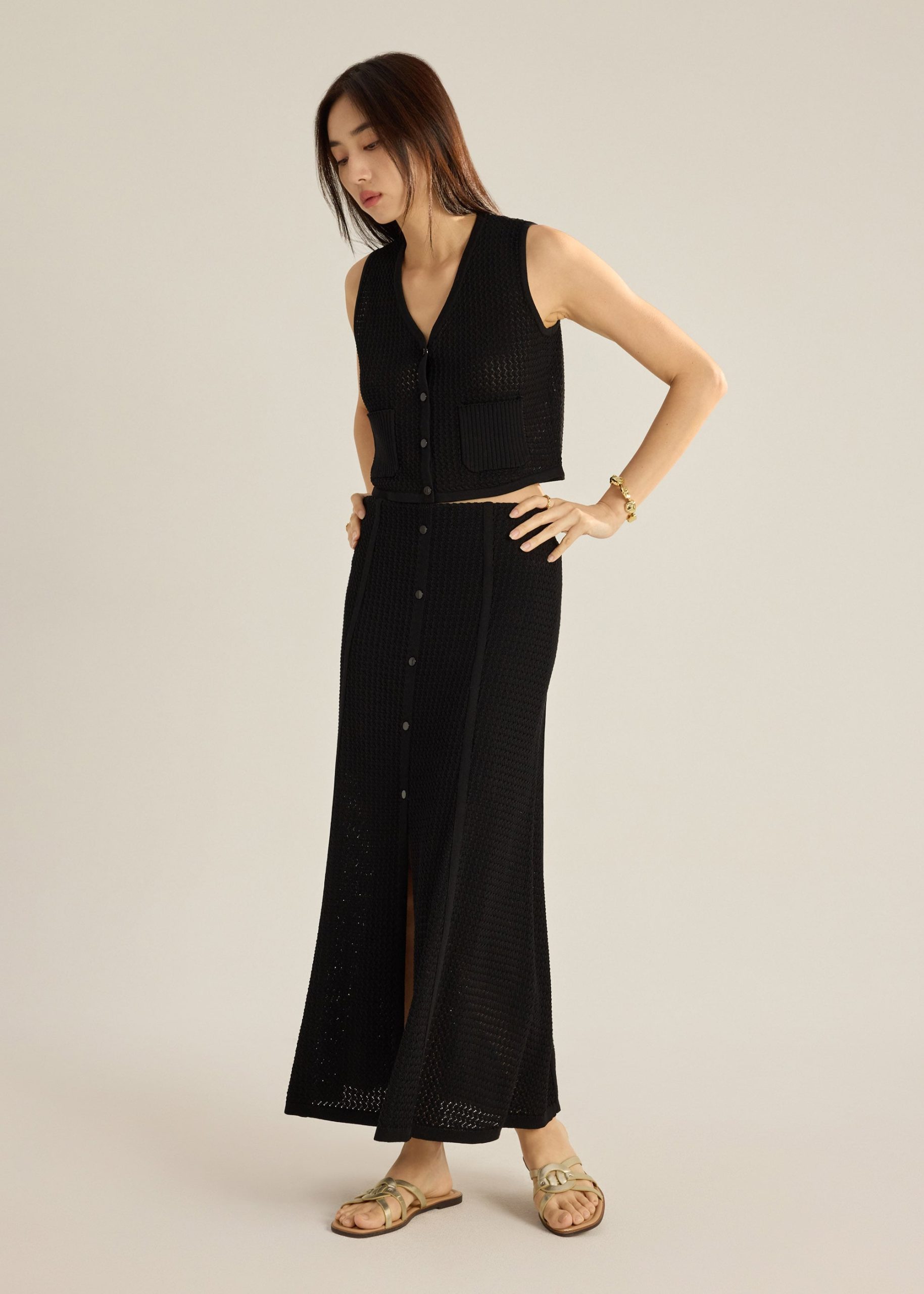Nisa Waffle Knit A-Line Skirt - Image 4