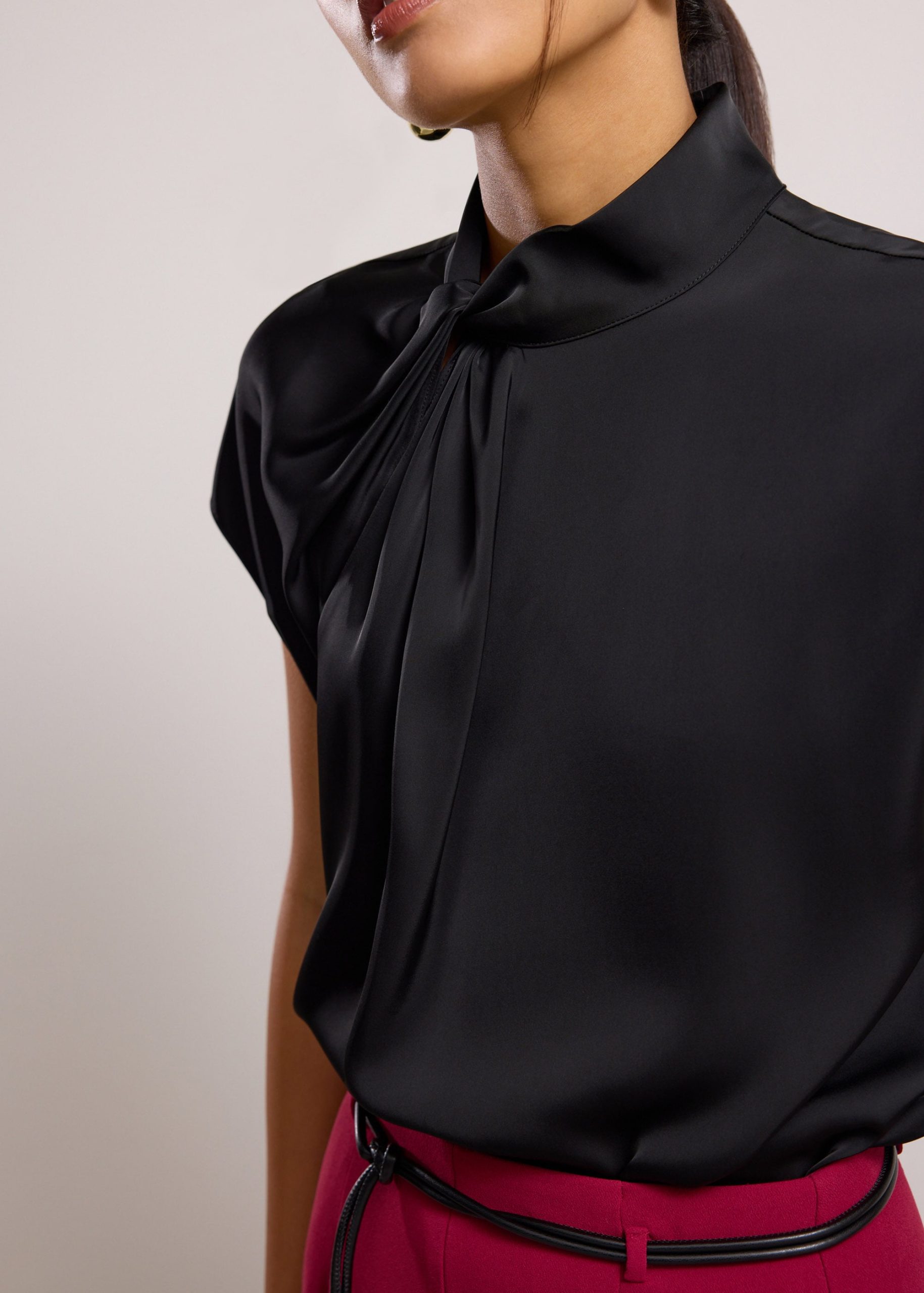 Satin Drape Collared Blouse - Image 22