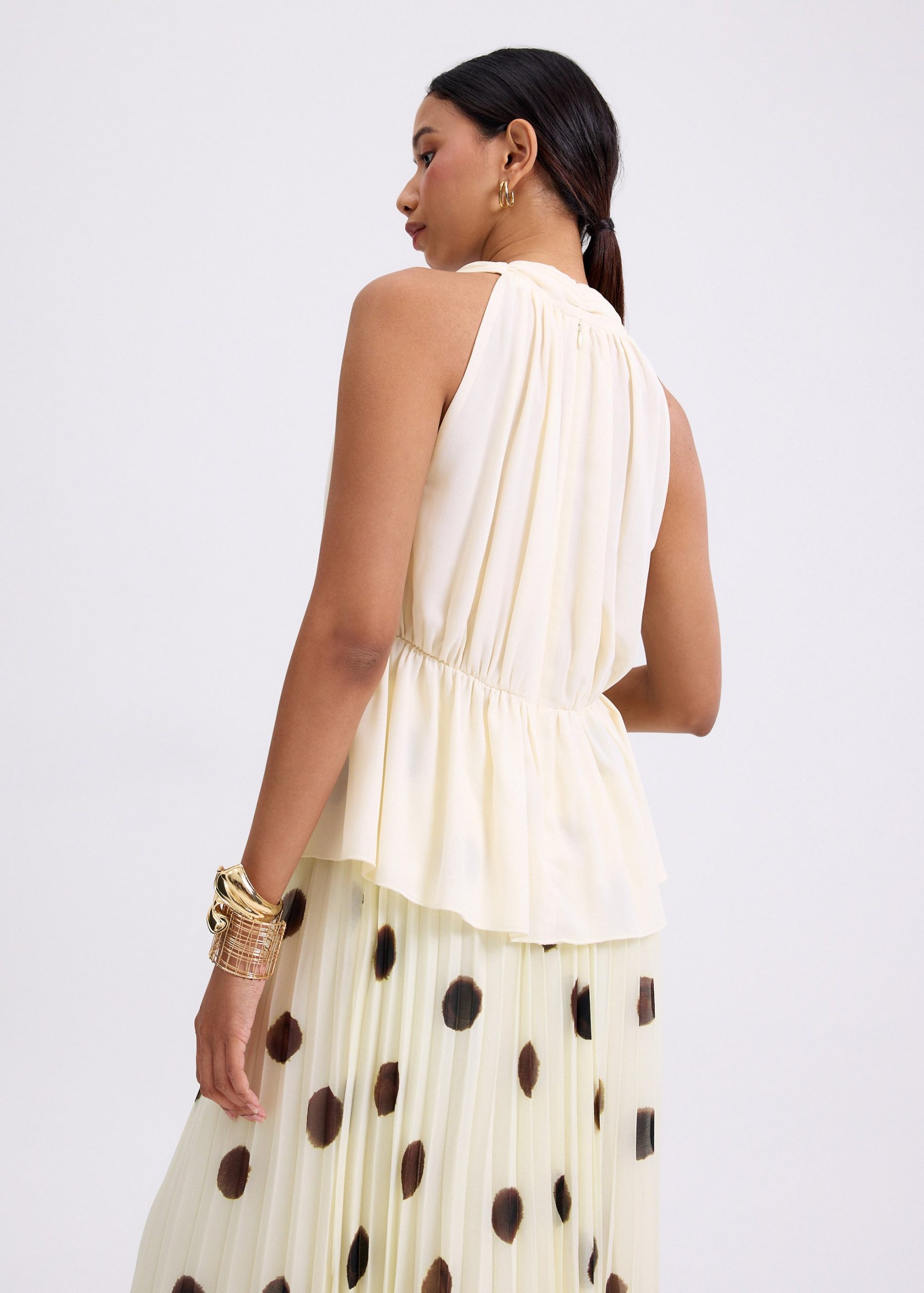 Georgette V-neck Peplum Top - Image 8