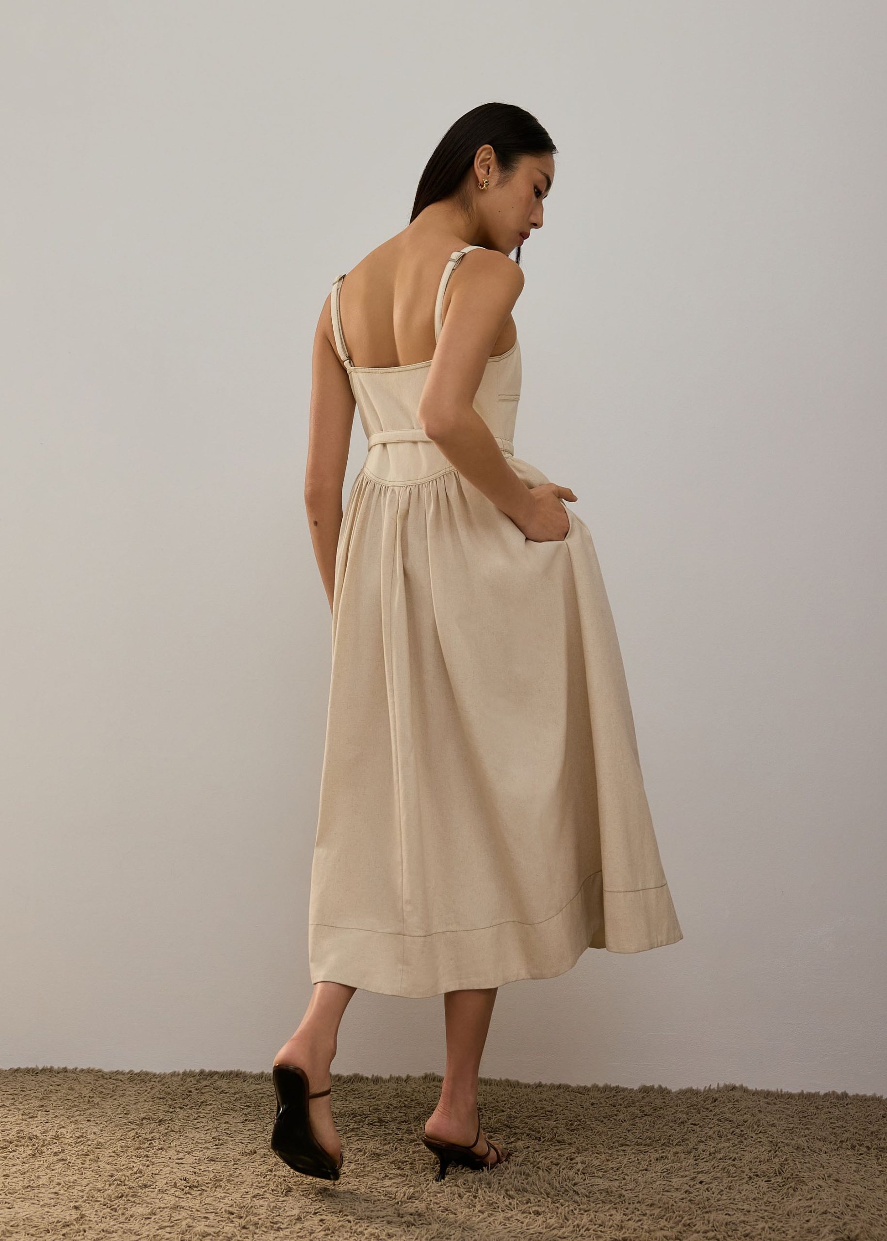 Detachable Sash Sweetheart Fit & Flare Midi Dress - Image 12