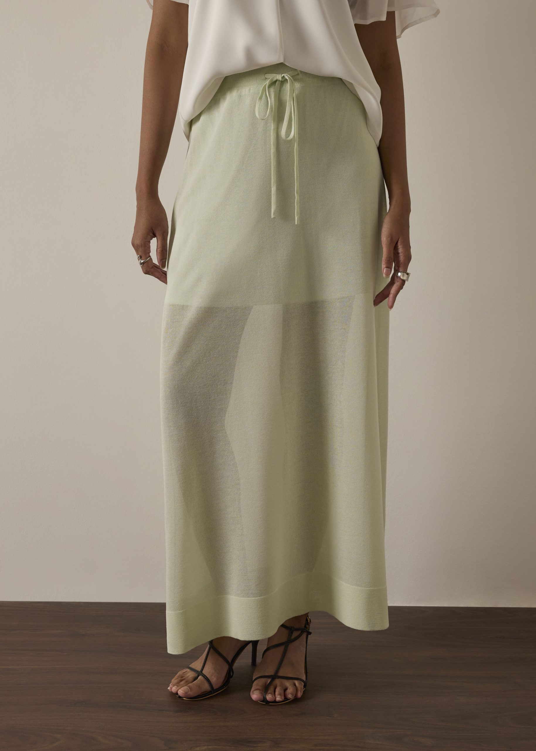 Sheer Knit A-line Maxi Skirt - Image 5