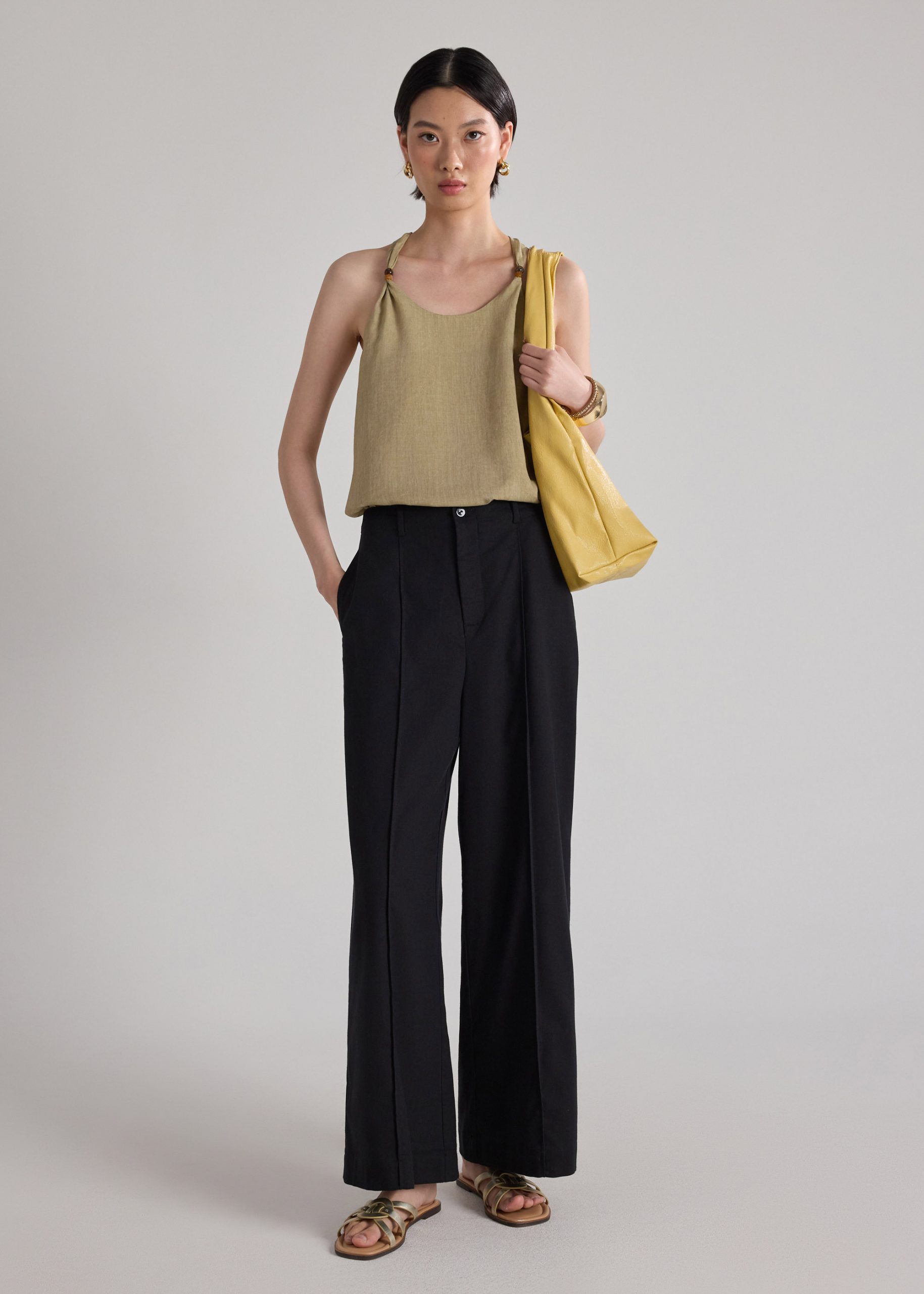 Pintuck Wide Leg Pants - Image 3
