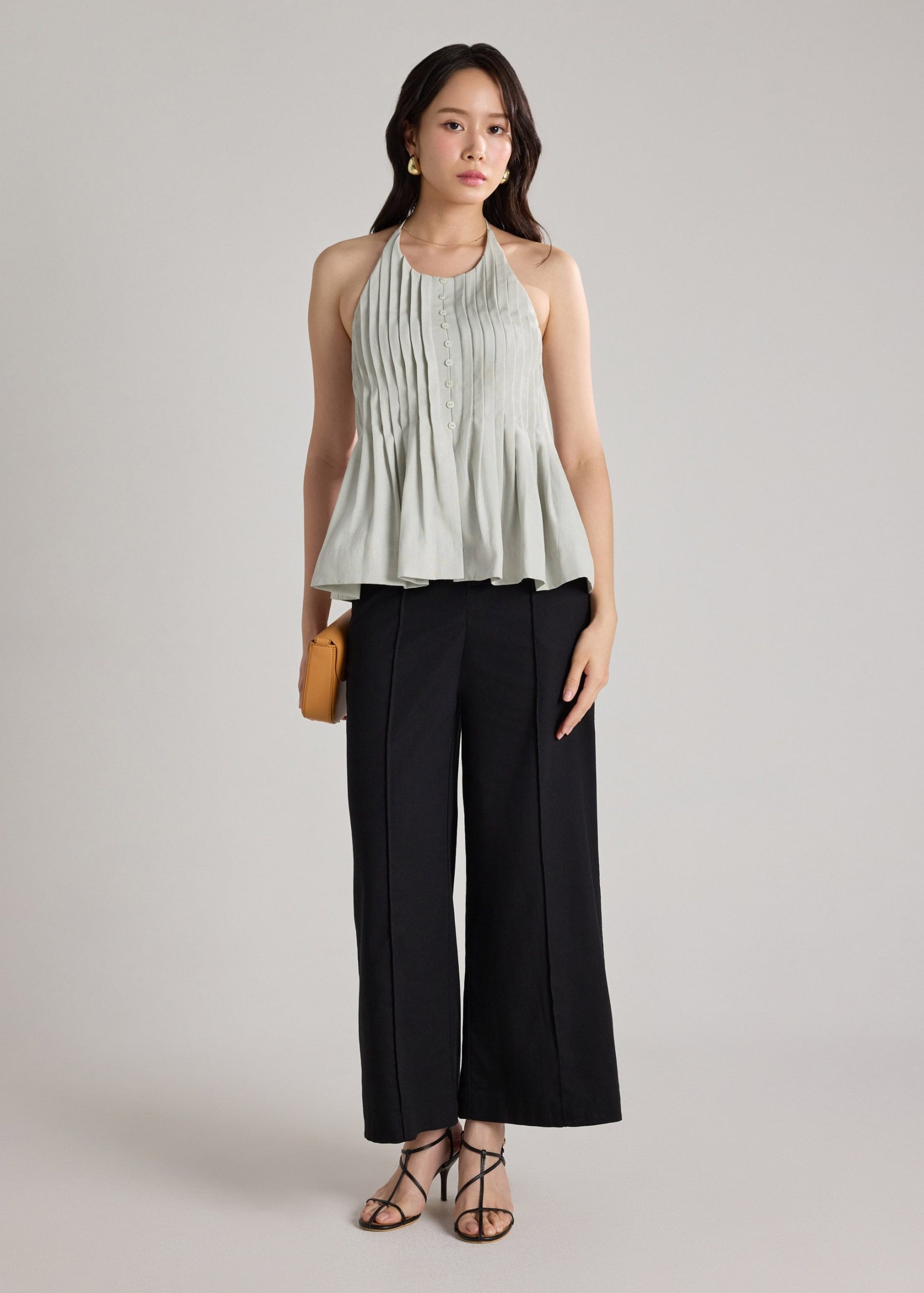 Pintuck Halter Peplum Top - Image 12