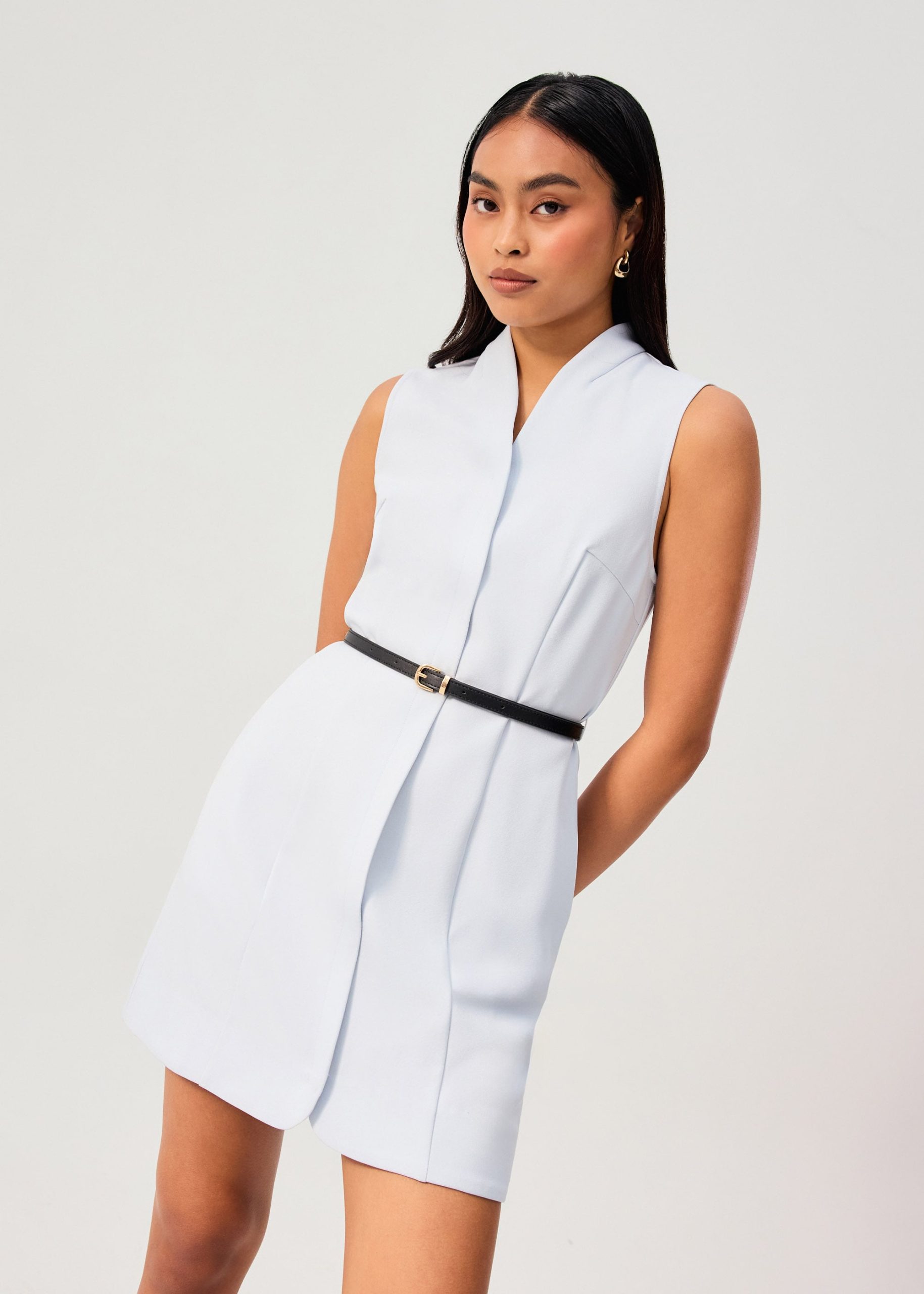 Suyin Belted Mandarin Collar Mini Dress - Image 20