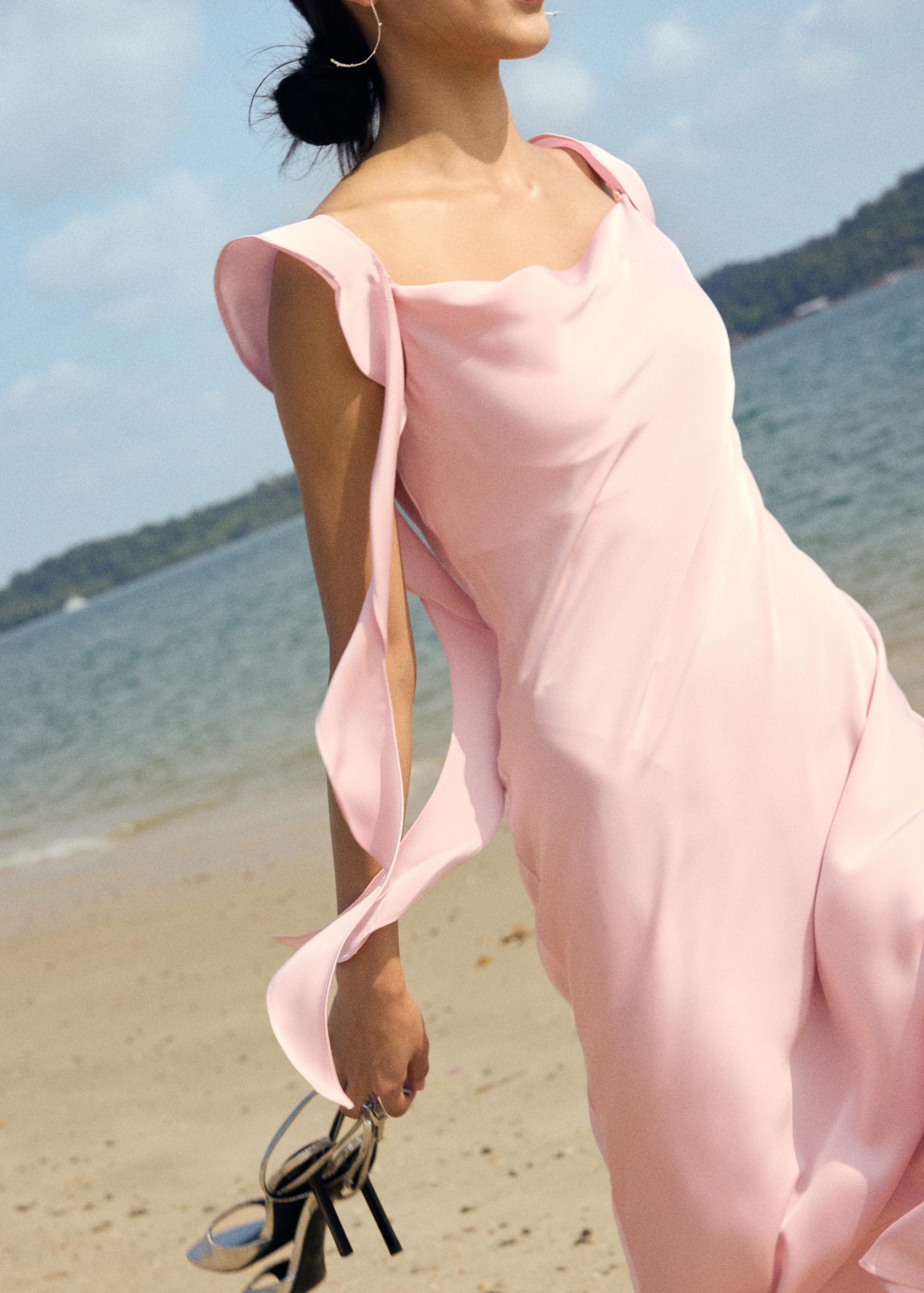 BraFree by LB Multi-way Satin Dress With Removable Ruffle Straps - Image 14