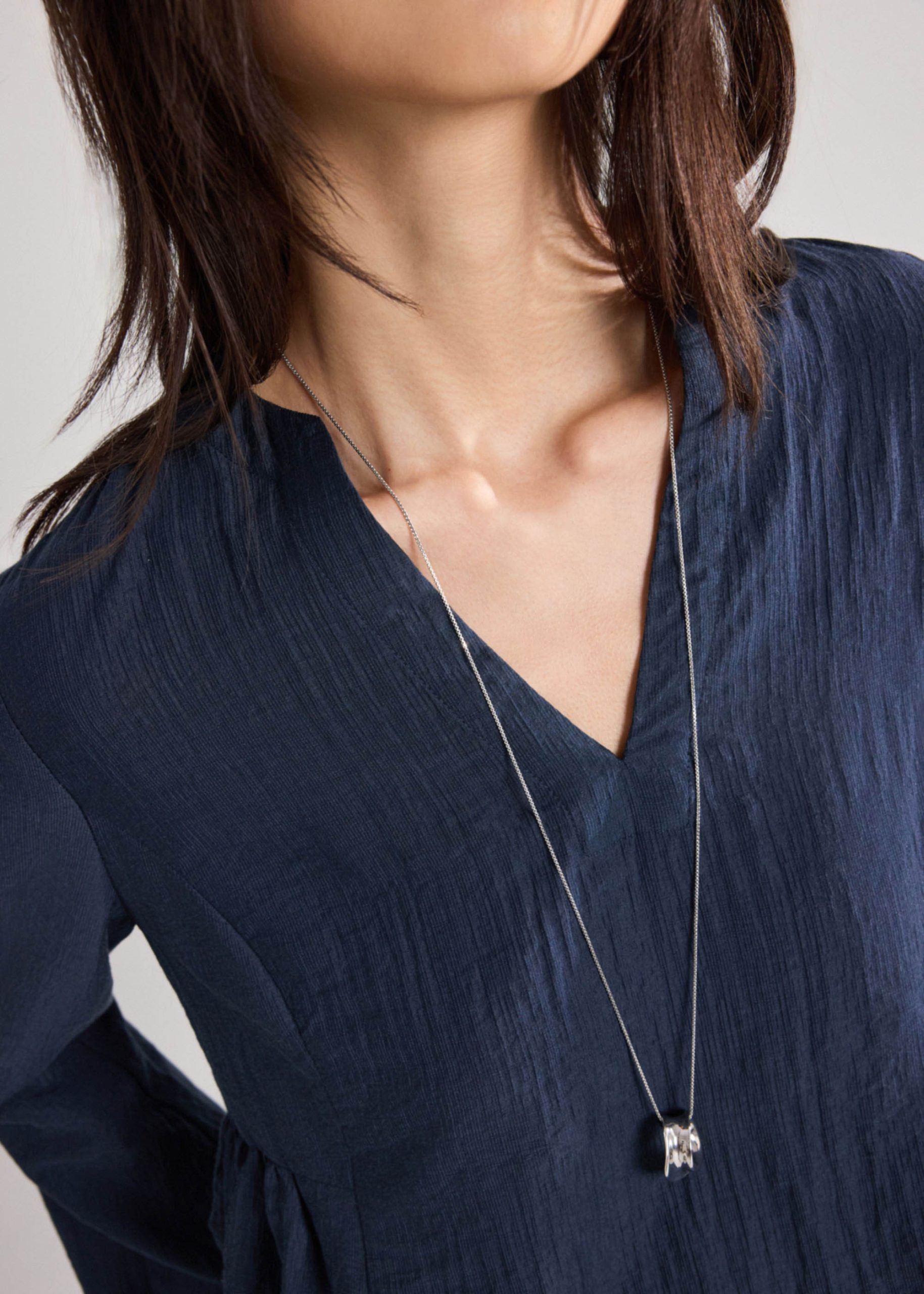 Textured Lyocell Peplum Blouse - Image 6