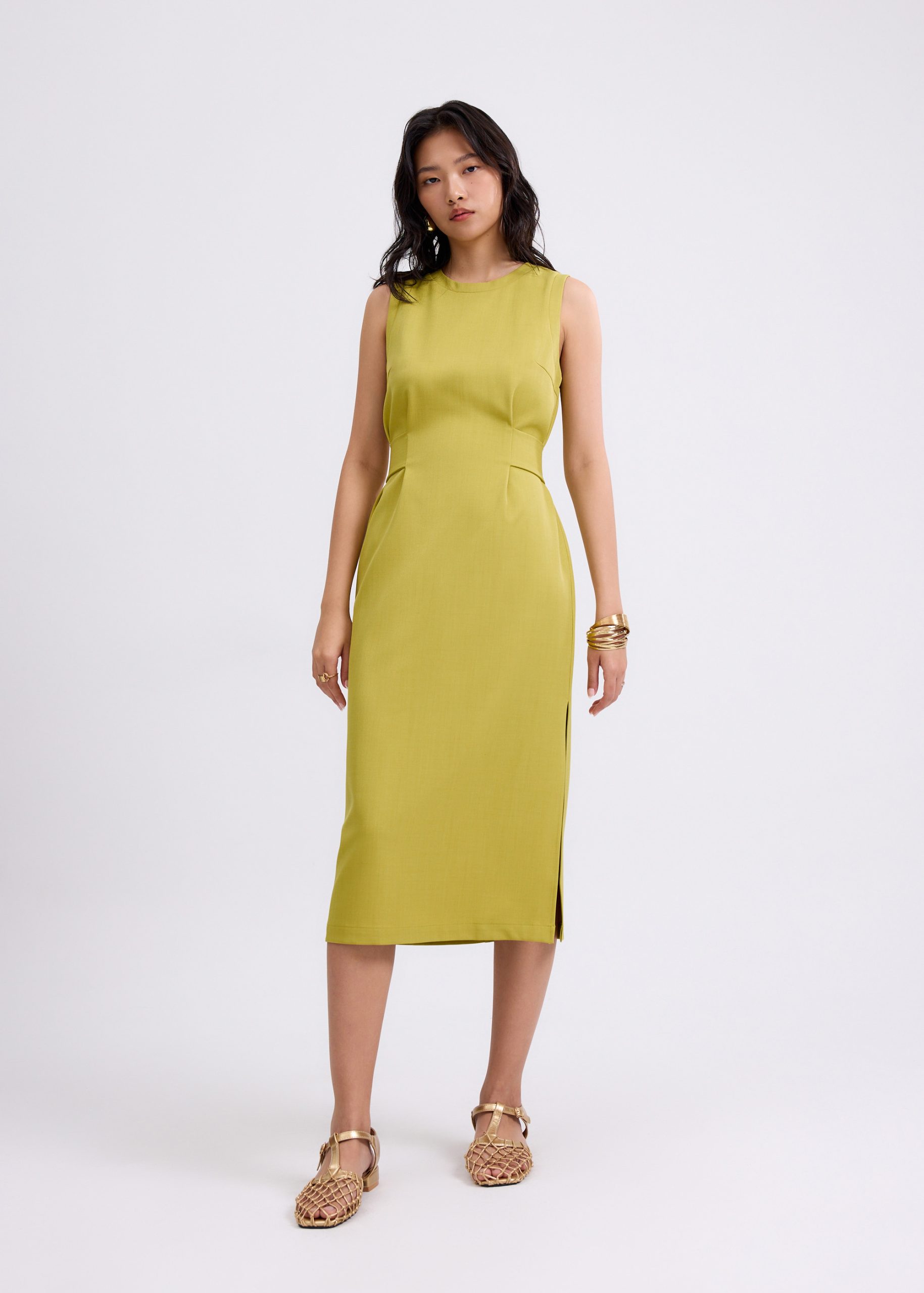 Poppy Round Neck Column Midi Dress - Image 9