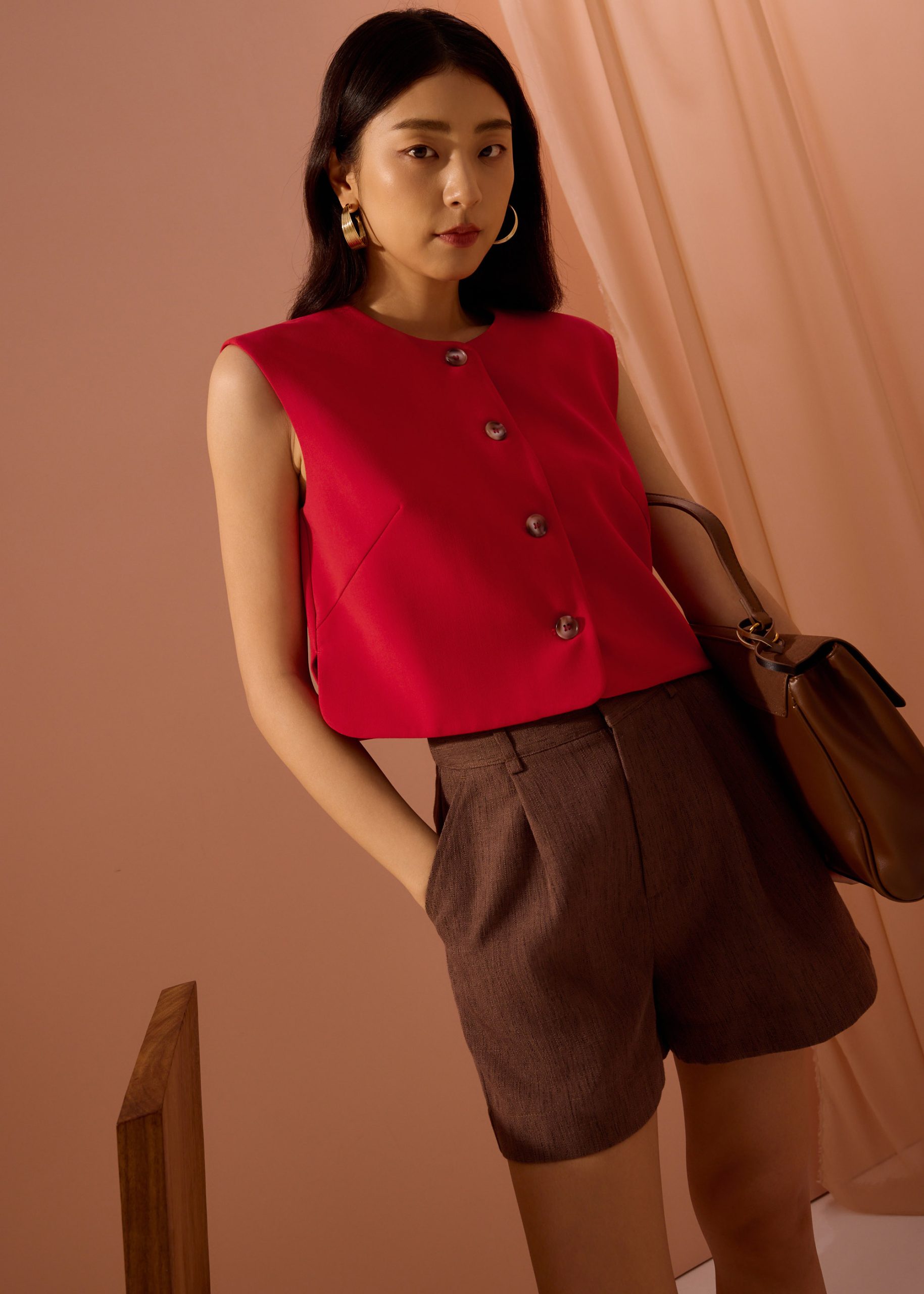 Sammie Boxy Button Down Crop Top - Image 9