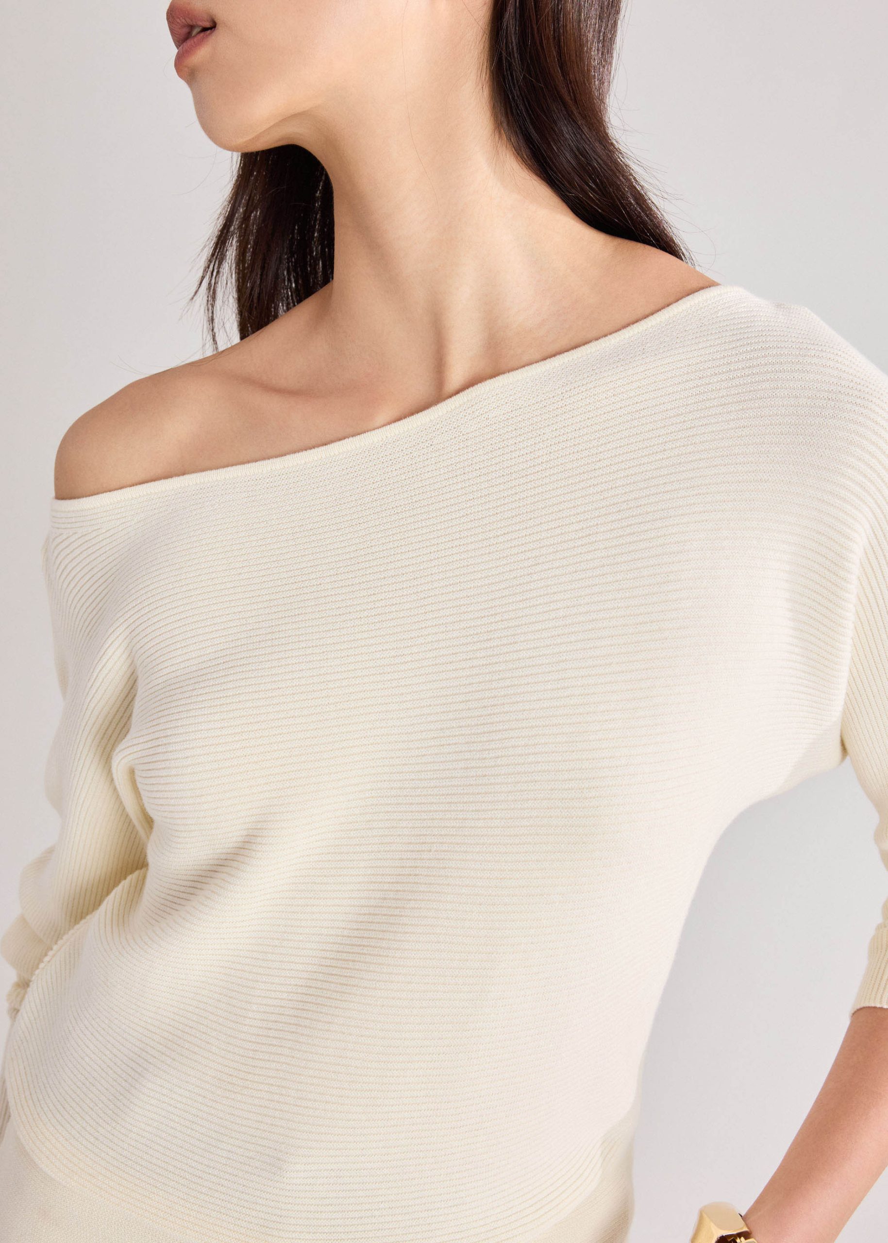 Knit Asymmetric Puff Sleeve Top - Image 15