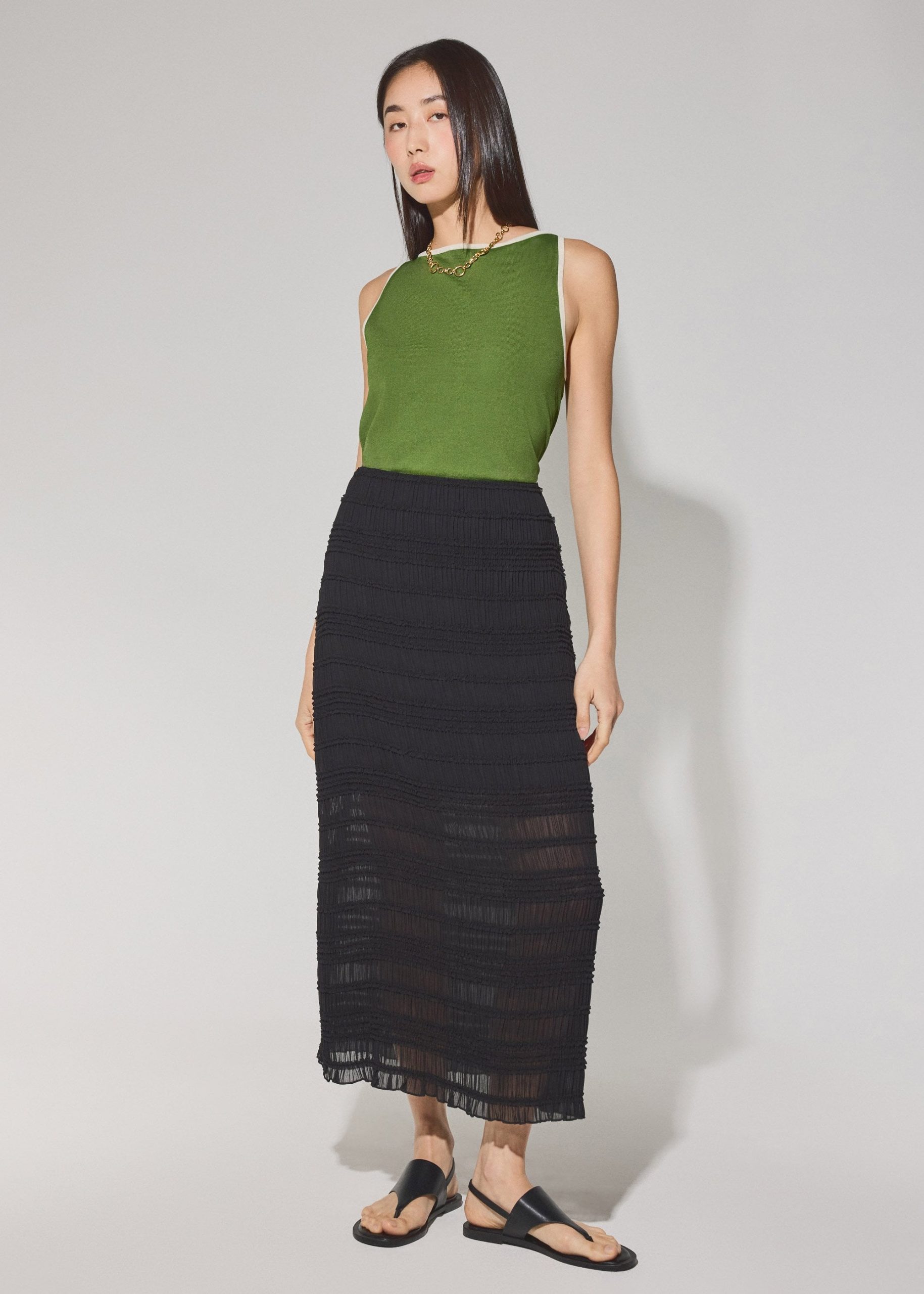 Nikki Relaxed Contrast Knit Boat Neck Tank Top - Image 14