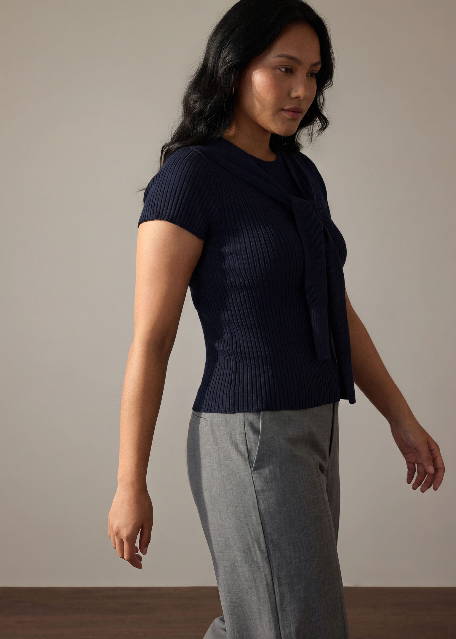 Leggy??Pia Adjustable Hem Elastic Melange Straight Leg Pants - Image 11